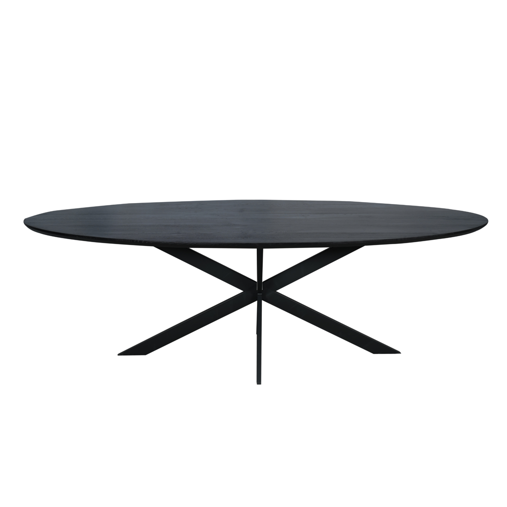 Esstisch Evoque Schwarz – FSC-Massivholz Eiche, Oval 240×110×76 cm