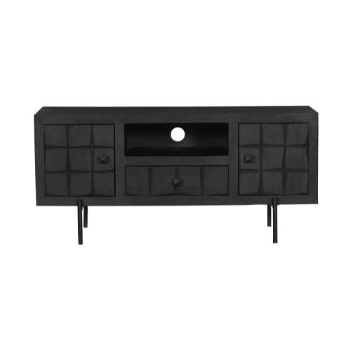 TV-Board Jacky Schwarz – Mangoholz & Metall, 120 x 40 x 55 cm