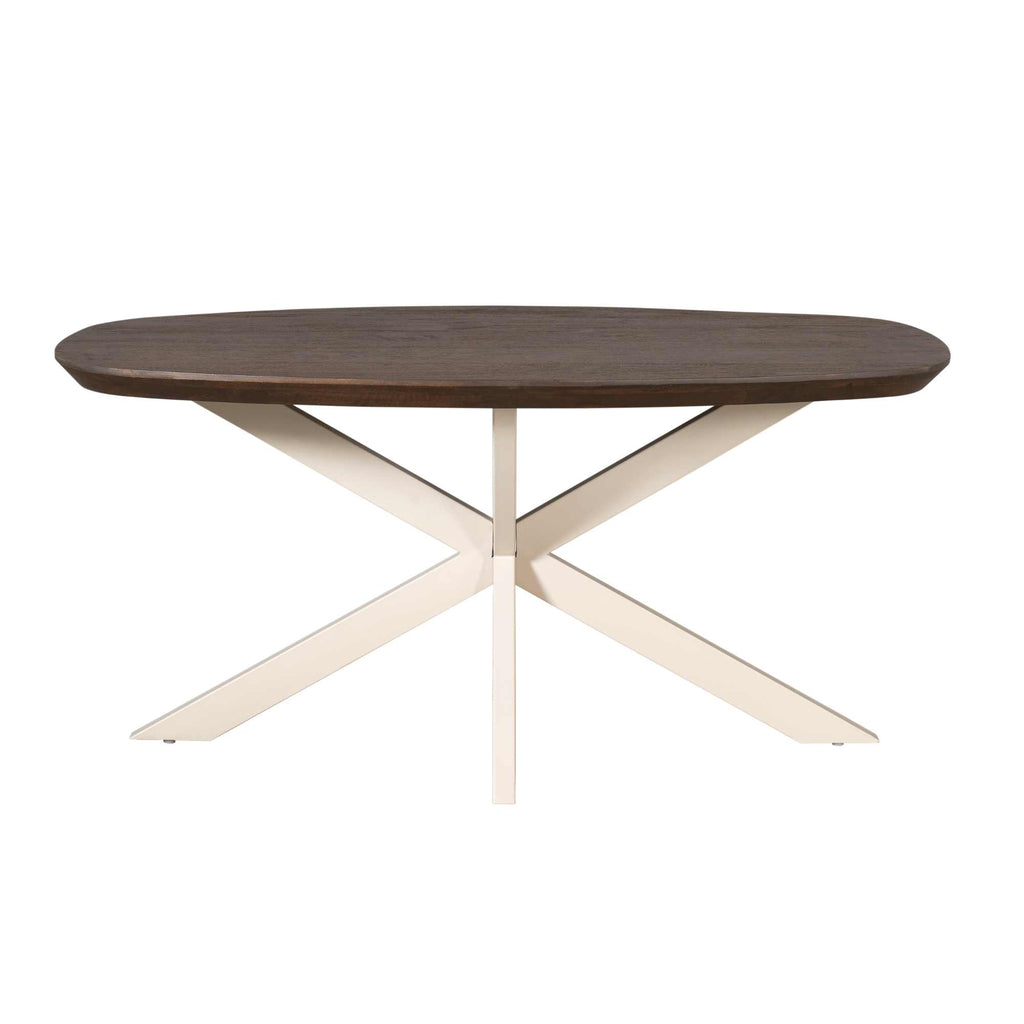 Esstisch Mandy Braun–Massivholz Mango Oval mit Sandfinish, 160x90cm