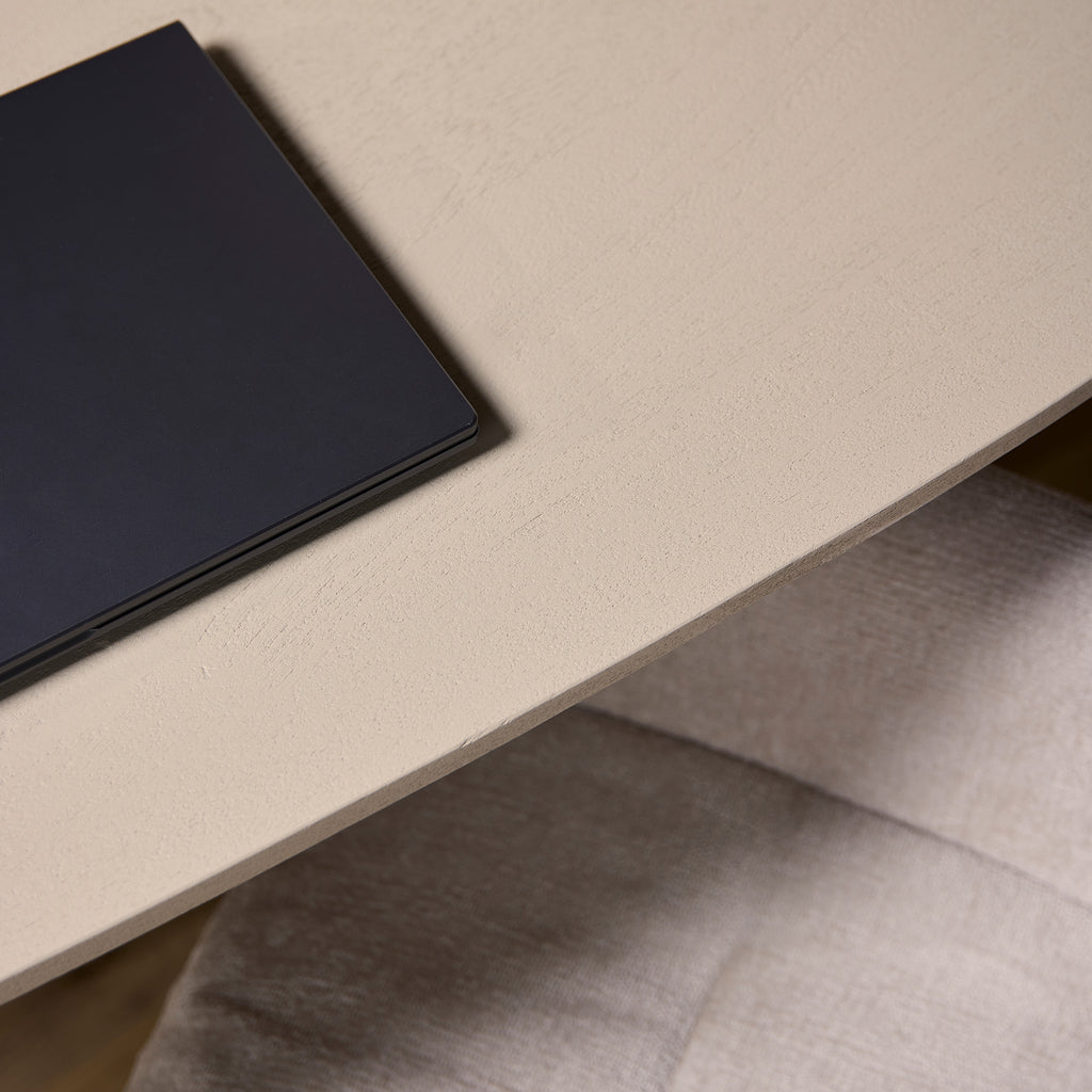 Esstisch Mandy Sand – Rechteckiger Mangoholztisch 160 x 90 x 76 cm mit bronzefarbenem Gestell