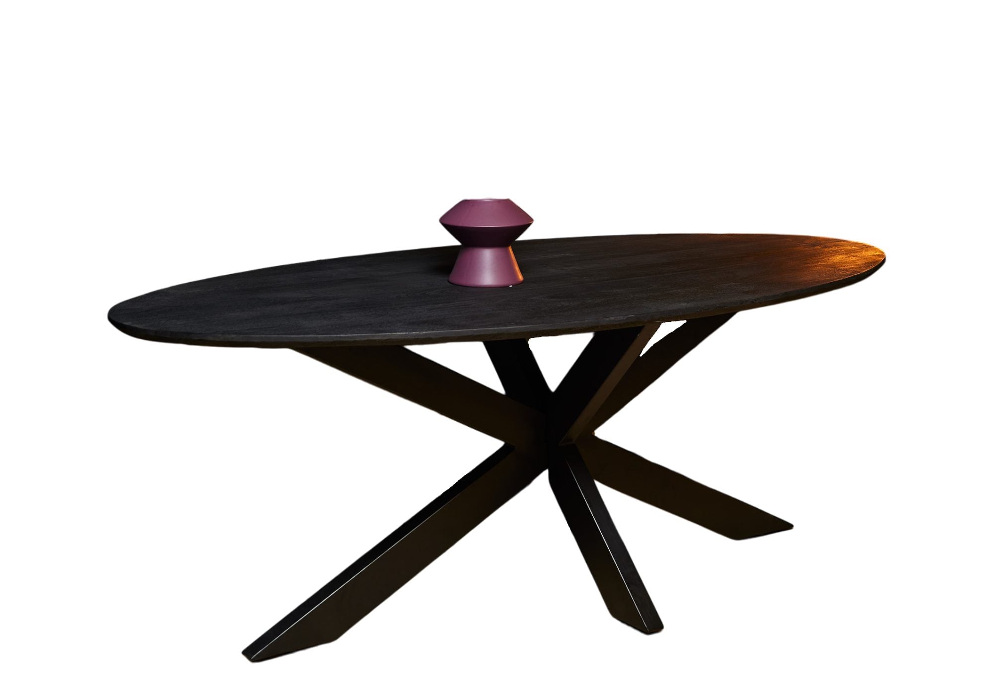 Esstisch Sydney Schwarz – Mangoholz massiv, Oval, Swiss Edge 160x90 cm