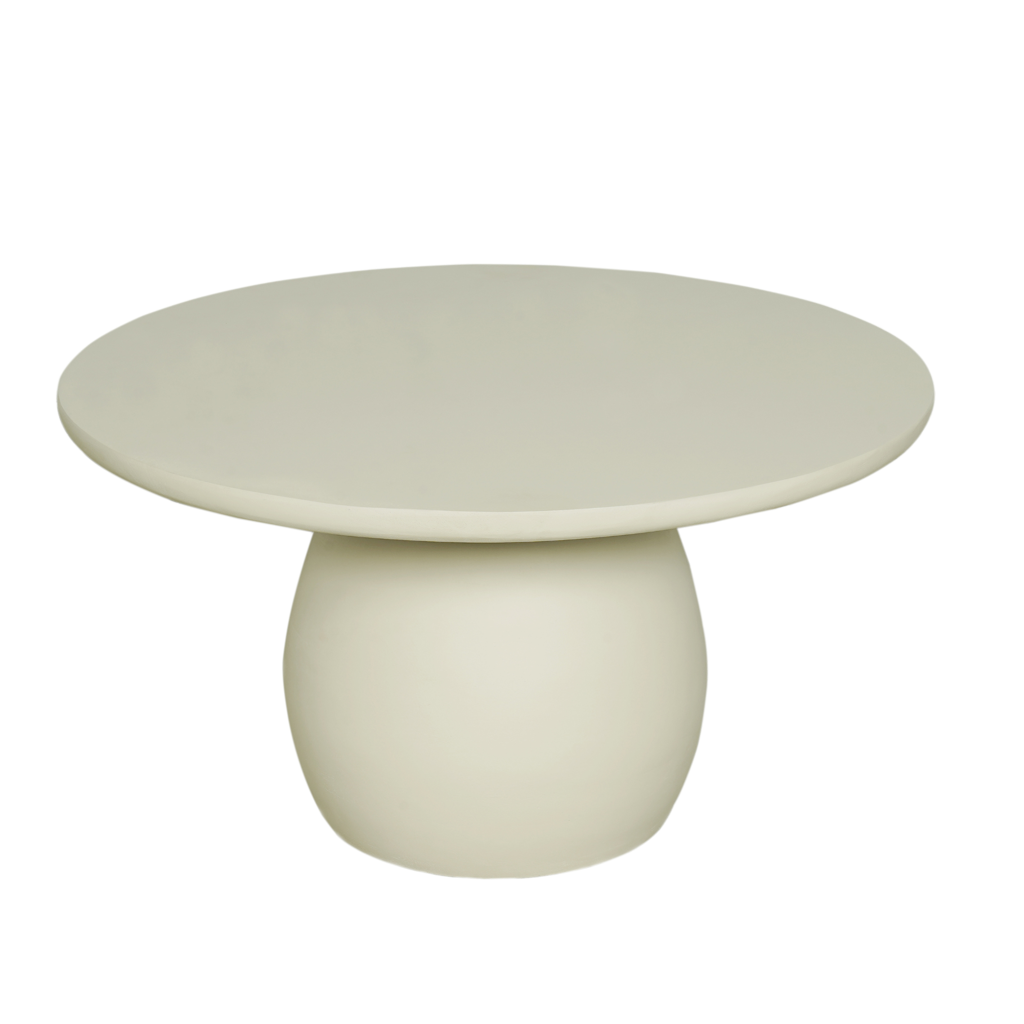 Runder Couchtisch Luna – Mangoholz in Sand-Finish, Ø70 x 38 cm, einzigartiges Design