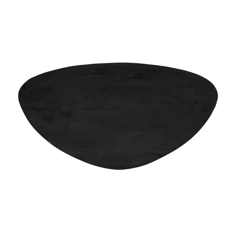Couchtisch Sydney Schwarz – Tropfenform aus Mangoholz & Metall, sandgestrahlt & matt lackiert, 130 x 67 x 46 cm