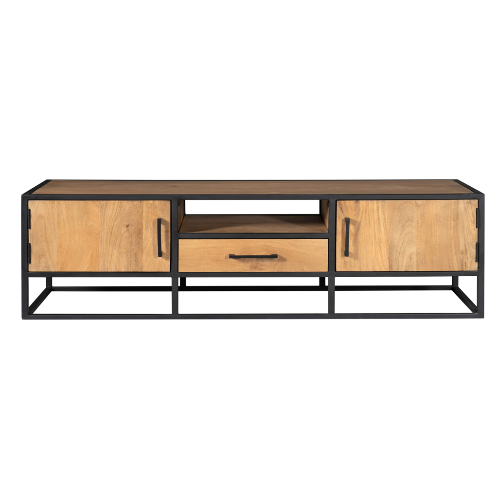 TV-Board Delta Natur – Mangoholz Lowboard mit Schublade & 2 Türen, 180×45×50 cm