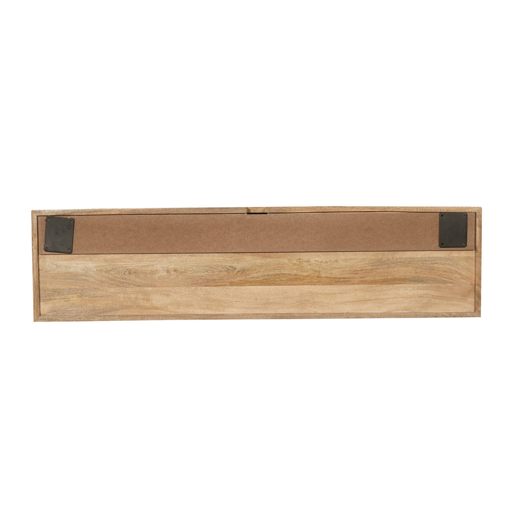 Schwebendes TV-Board Mandy Naturel – Lowboard aus Mangoholz 120×30×35 cm mit Lamellen-Front & Push-to-Open-System