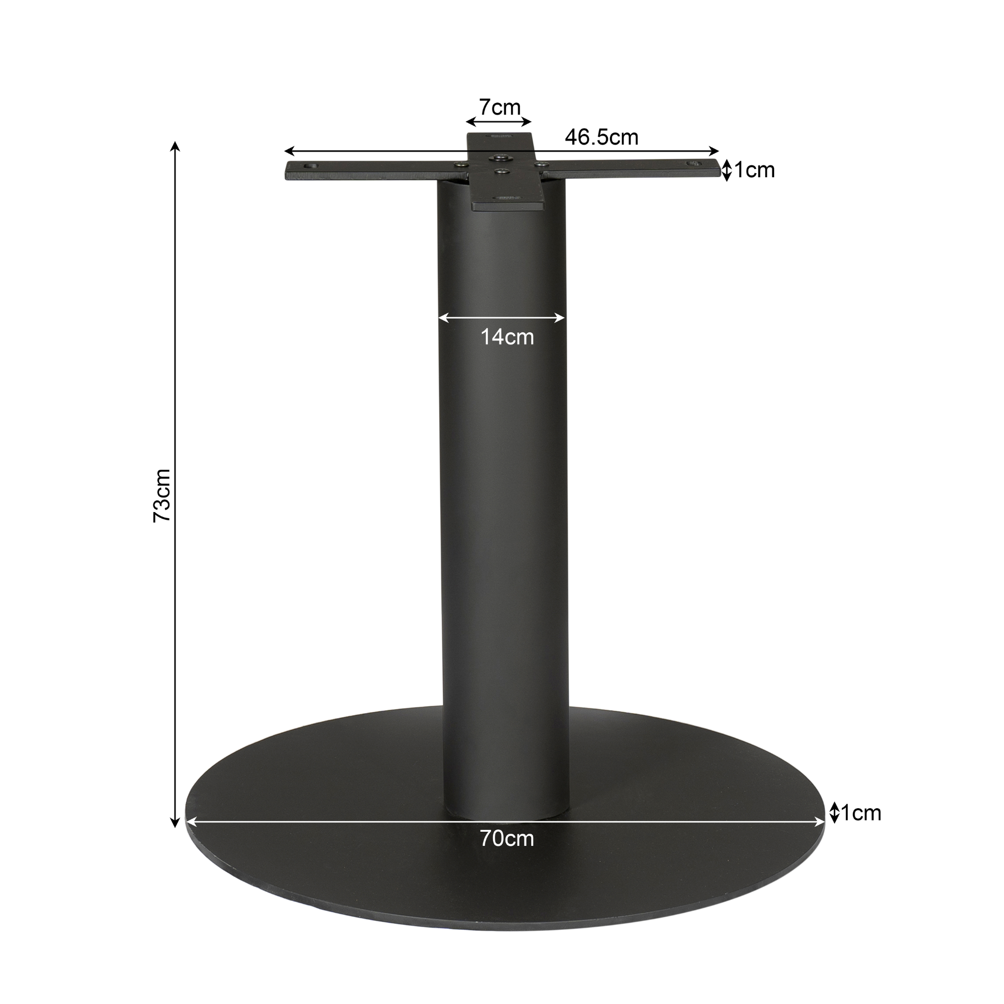 Tischbein Schwarz – modernes Metallgestell 70×70×73 cm für runde Tischplatten, stilvolle Tischbasis