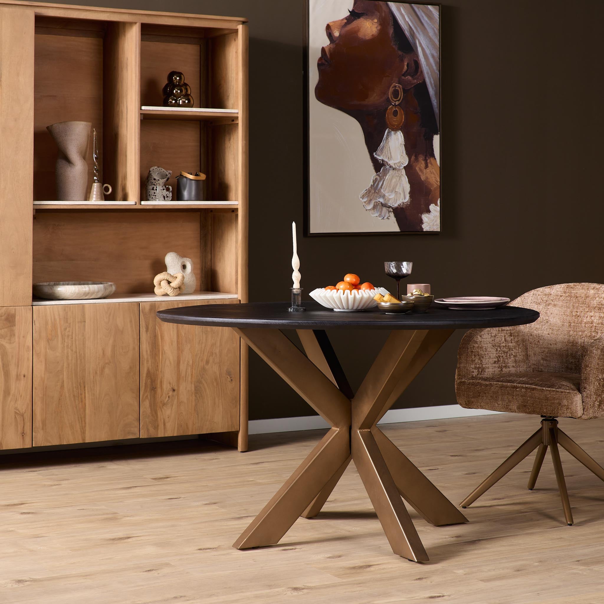 Tischbein Bronze – Metallfuß für runde Tischplatten Ø110–150 cm, 100×100×73 cm