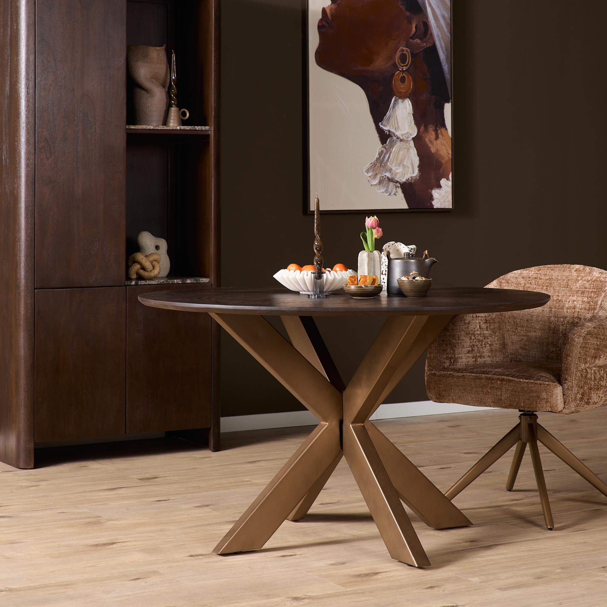 Tischbein Bronze – Metallfuß für runde Tischplatten Ø110–150 cm, 100×100×73 cm