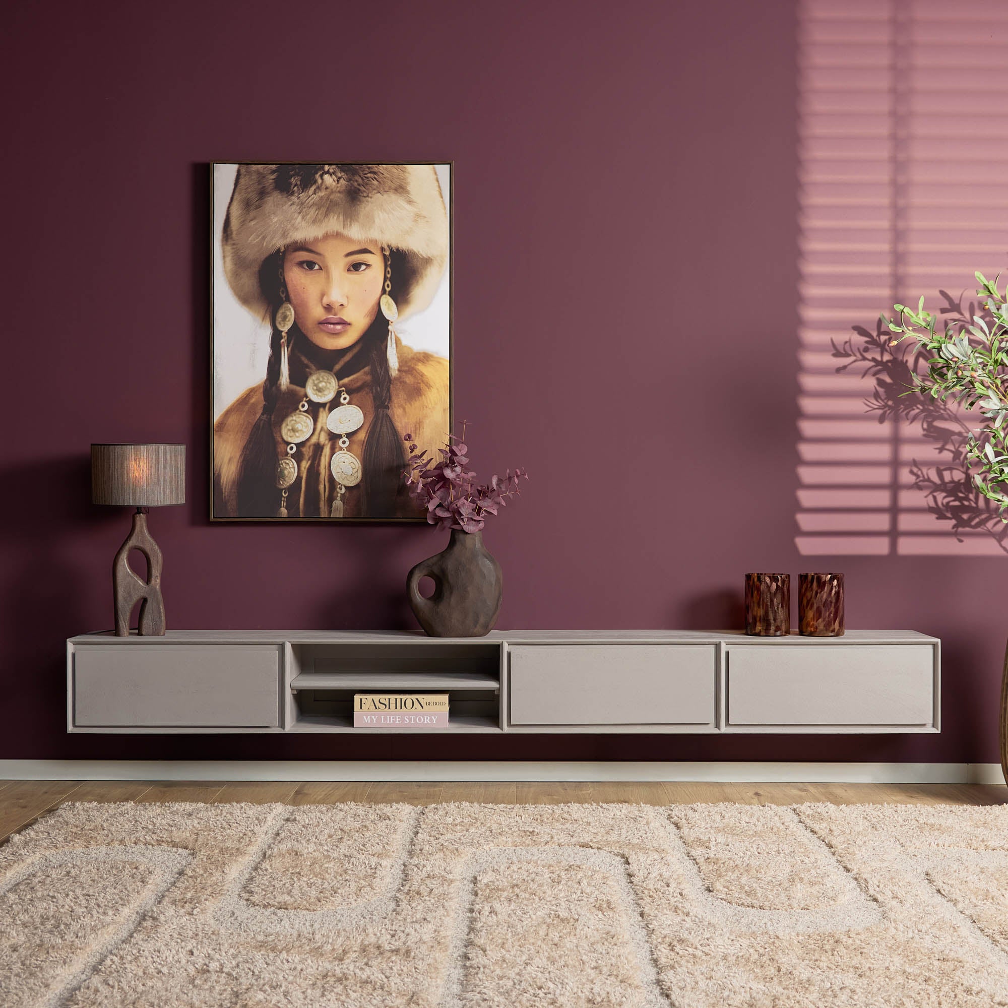 Schwebendes TV-Möbel Ambiance Taupe | 280 cm