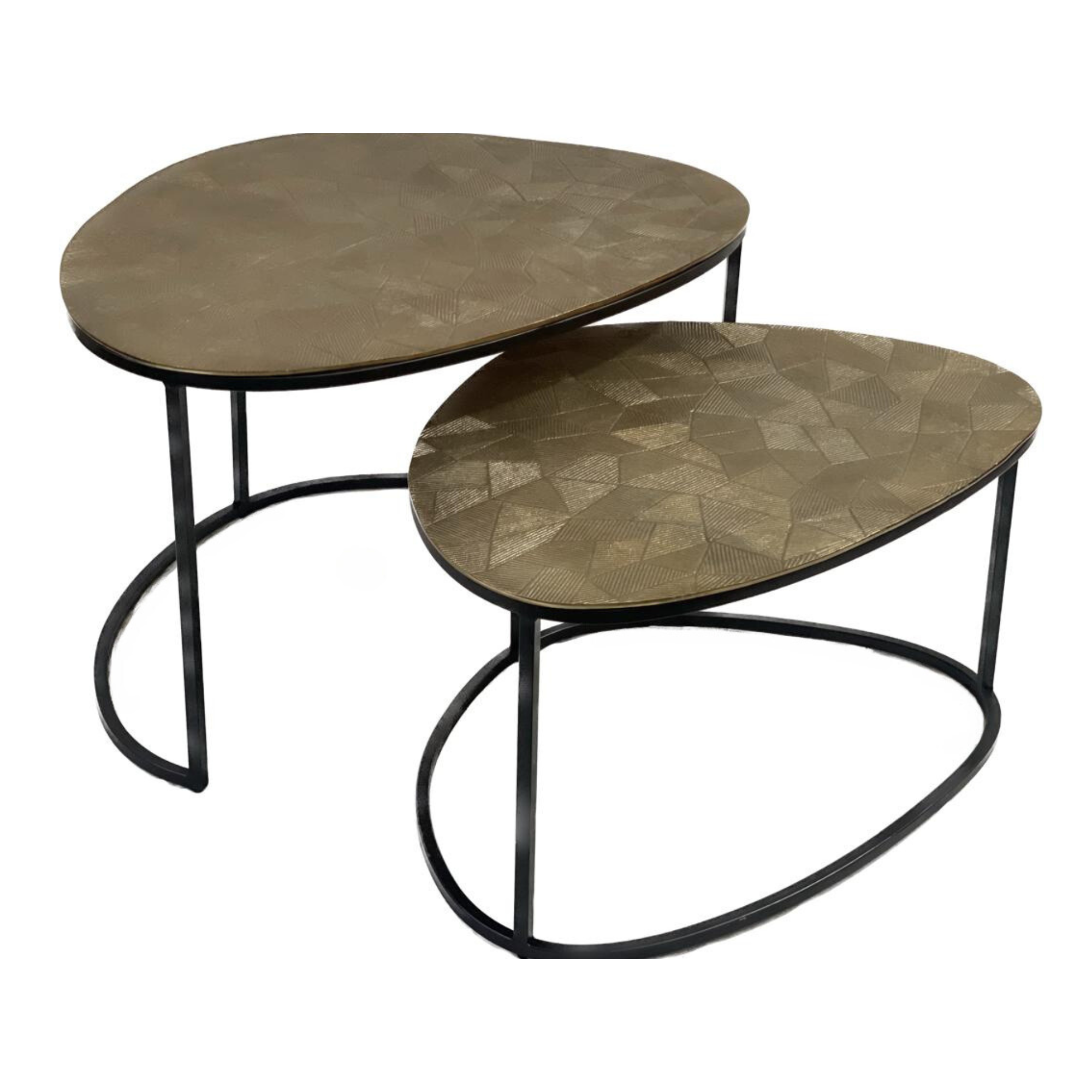 Couchtisch Ziva 90x90x23 cm – Aluminium in Gold mit einzigartigen Design-Beinen