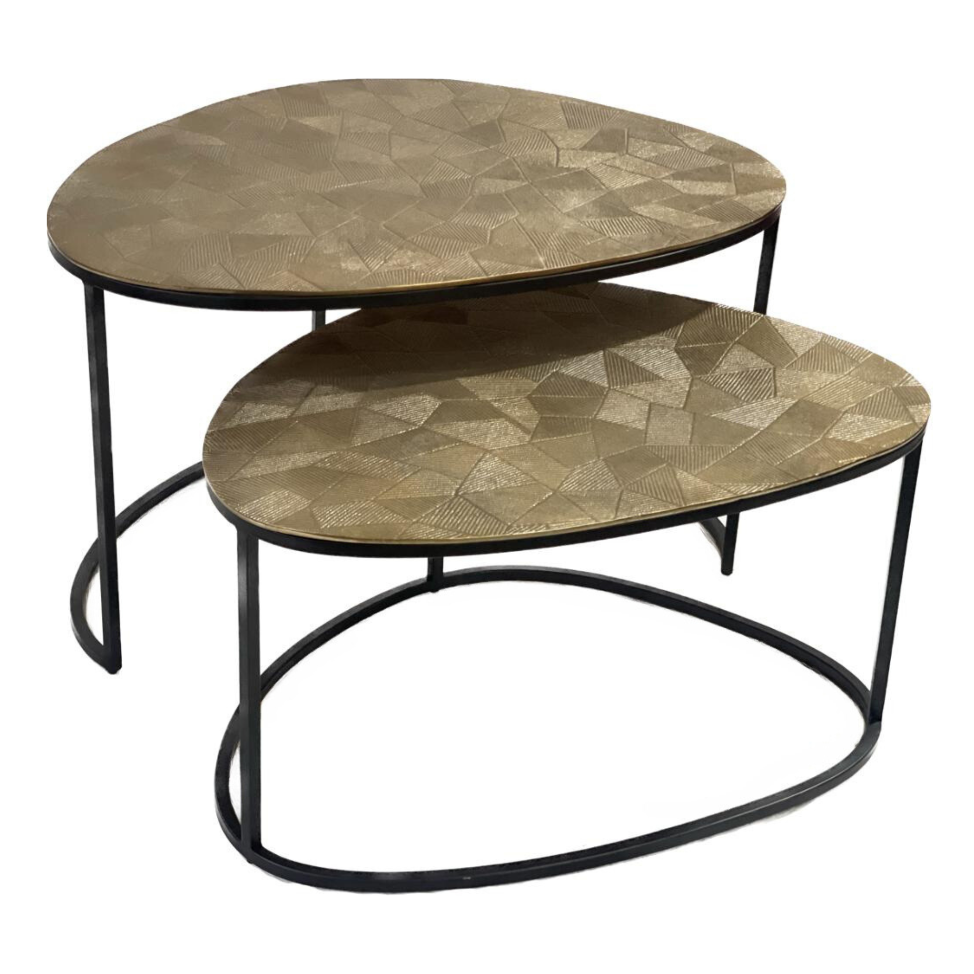 Couchtisch Ziva 90x90x23 cm – Aluminium in Gold mit einzigartigen Design-Beinen