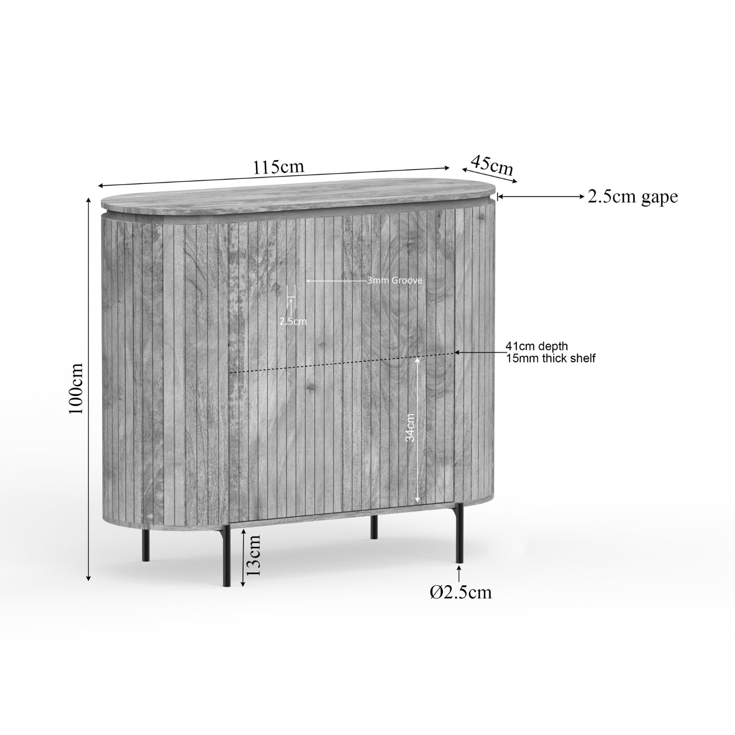 Highboard Schrank Sole | 115 cm | Taupe