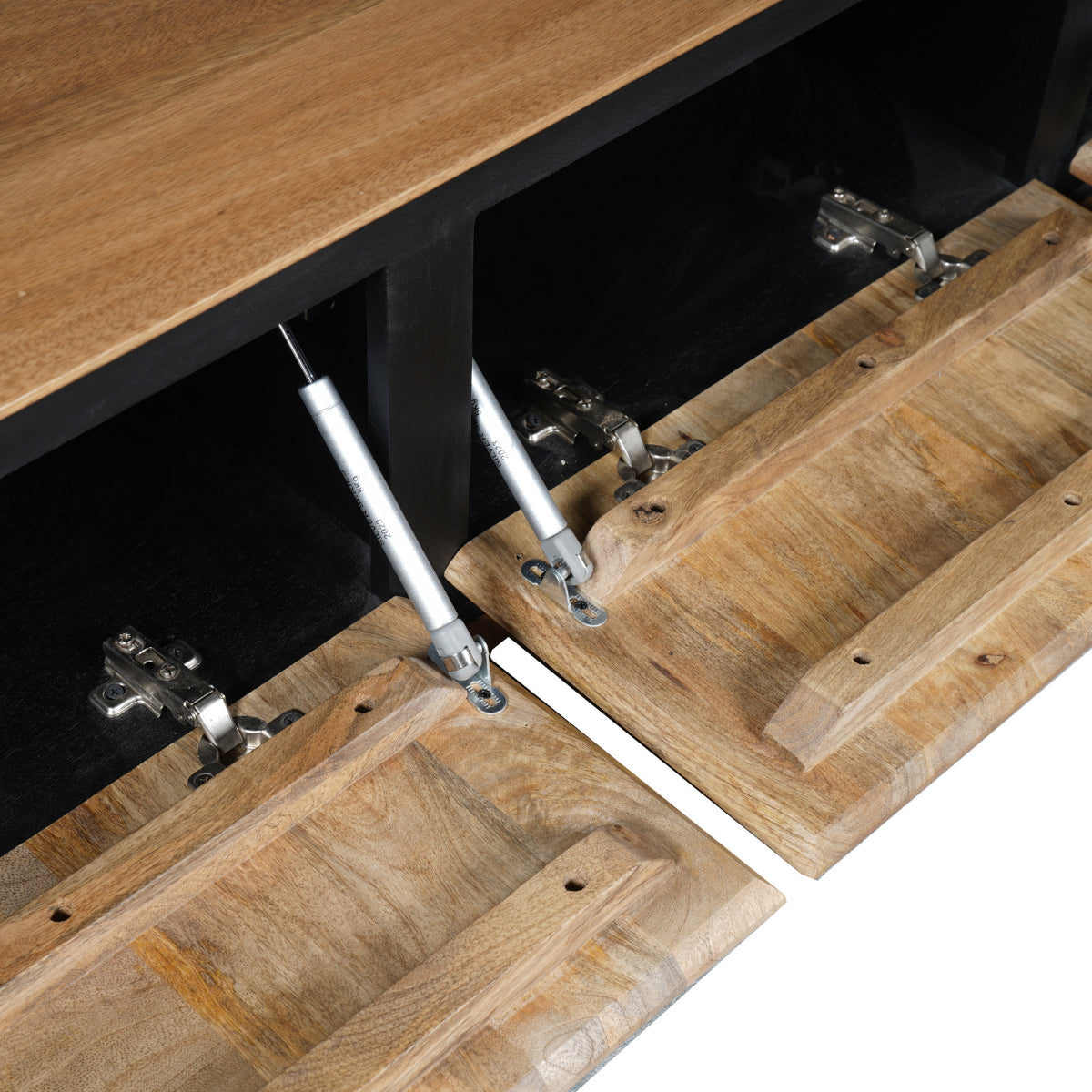 Konsolentisch Rois – Mangoholz Anrichte mit Metallgestell, 180×35×76 cm, modernes Möbel mit 4 Schubladen & Regalboden