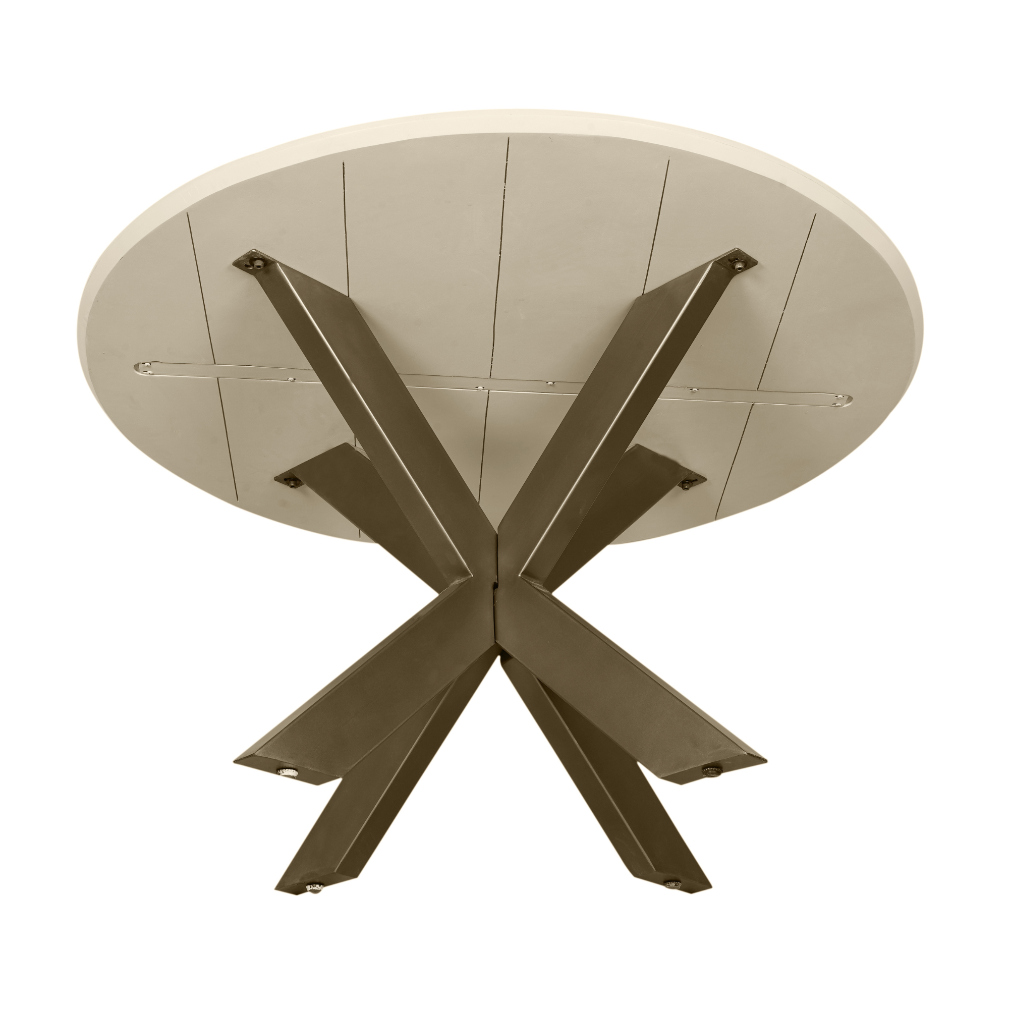 Esstisch Mandy Sand 130x130x76 cm – Mangoholz sandgestrahlt mit bronzefarbenem Gestell