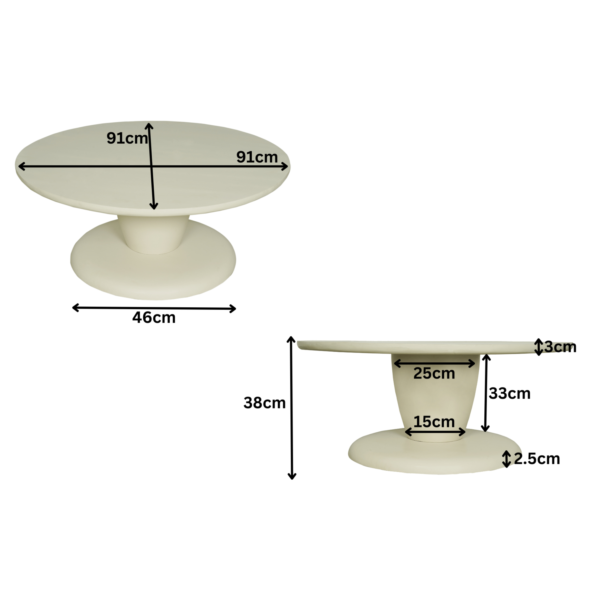 Couchtisch Meri – Mangoholz in Sand-Finish, 90 x 90 x 38 cm, modernes und einzigartiges Design