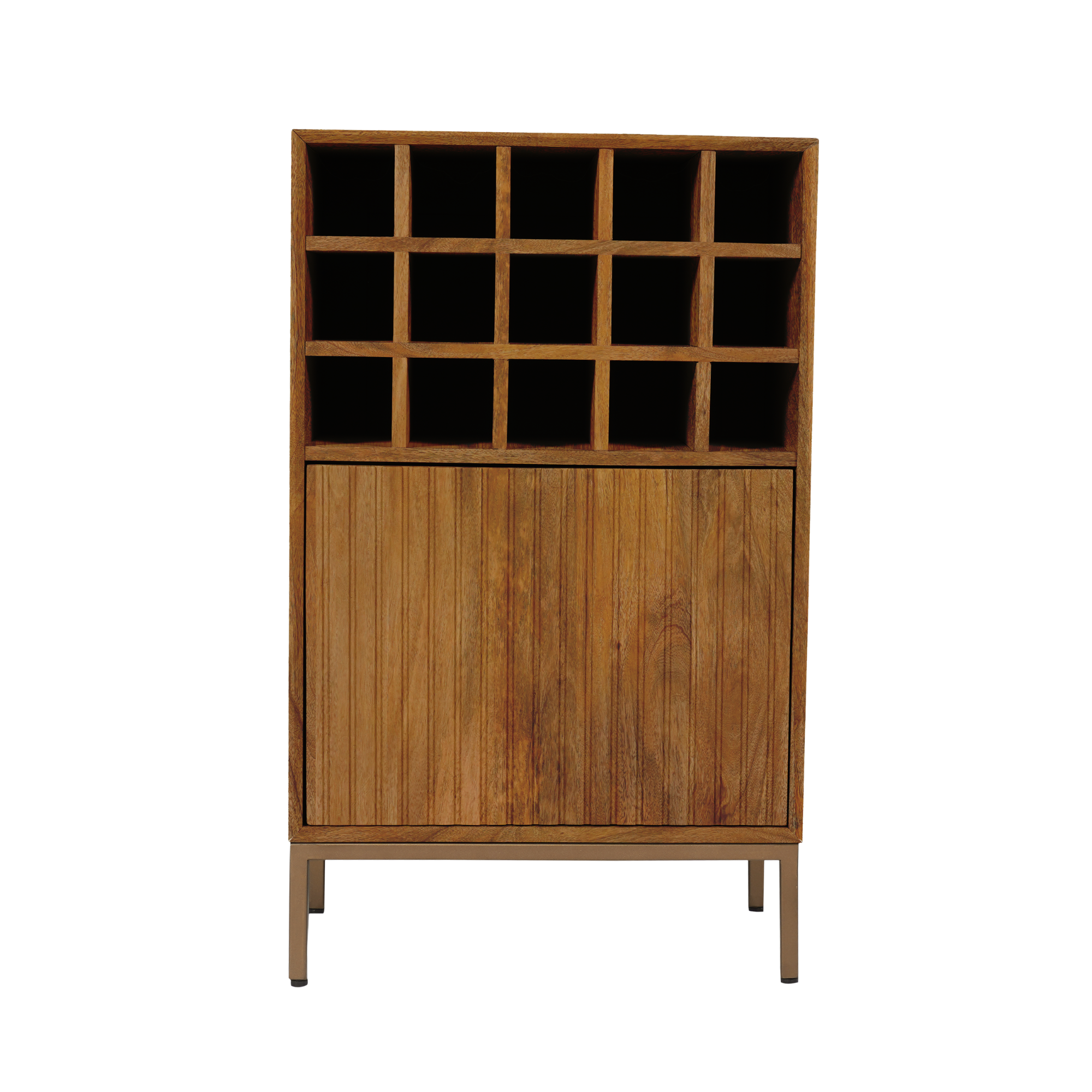 TV-Board Mandy 165x45x55 cm – Lowboard aus Mangoholz Natur mit 4 Türen & Push-to-Open-System