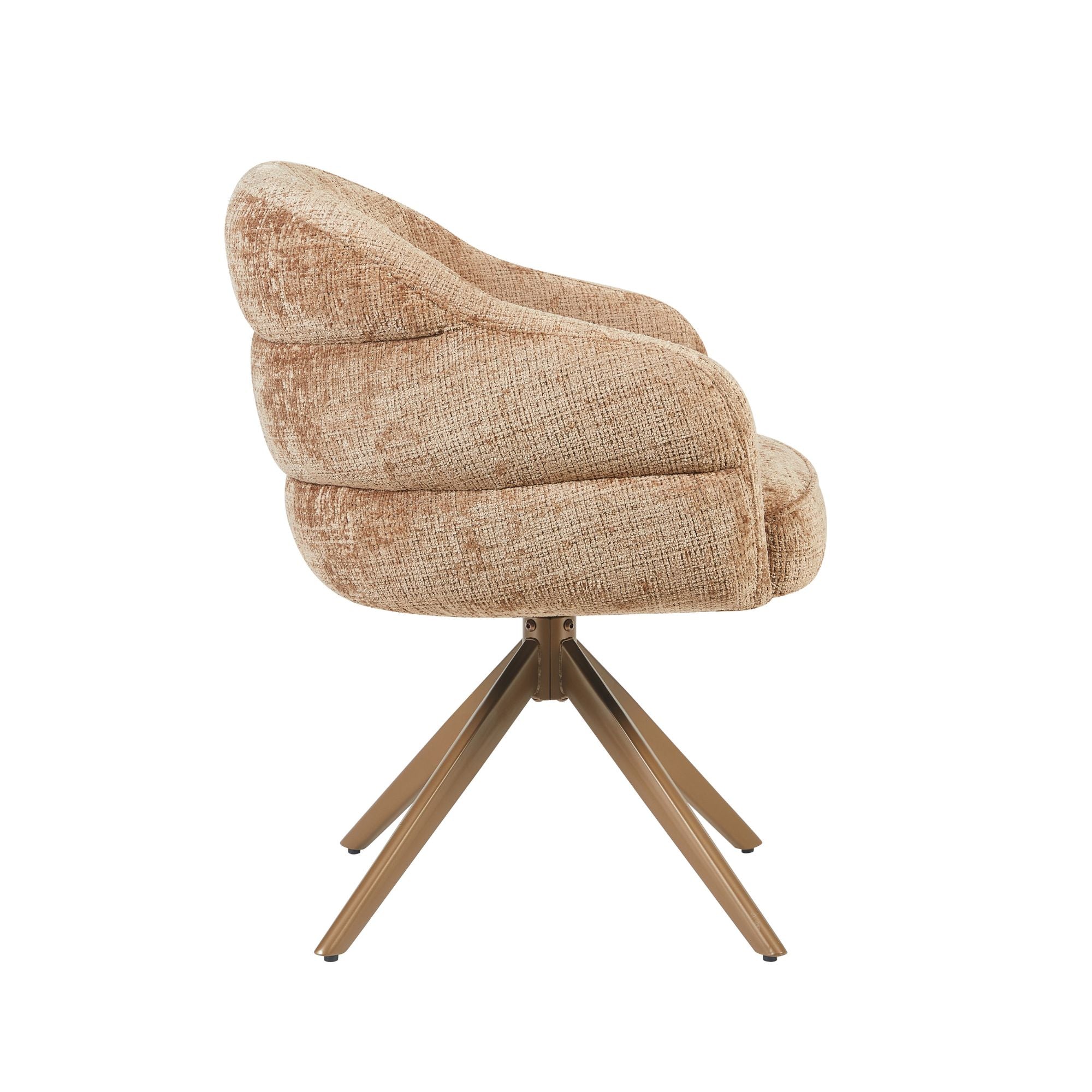 Esszimmerstuhl Bella (2er-Set) | Zimt | Fuß Bronze | Mit Armlehne