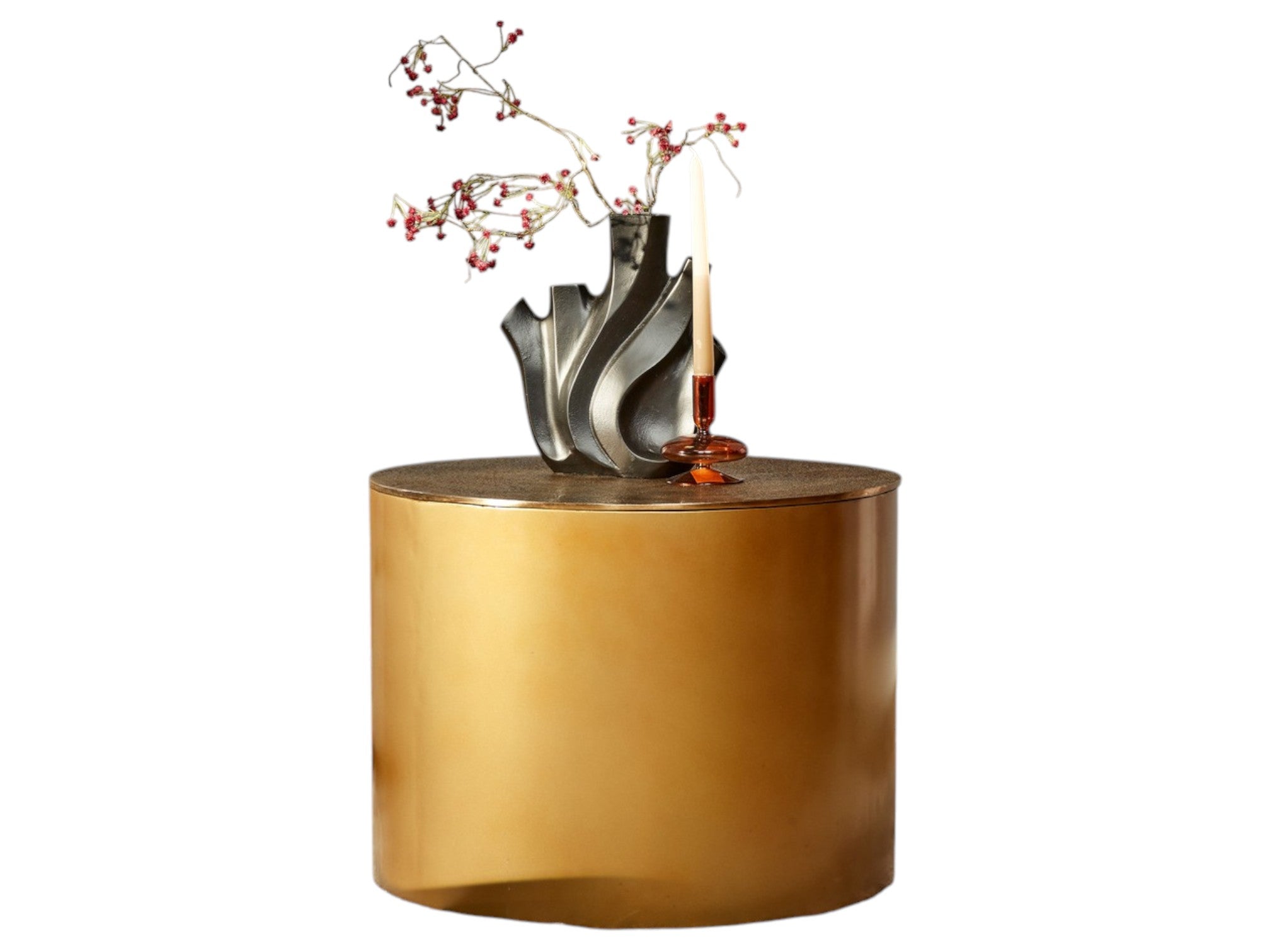 Couchtisch Fiore Antikgold – Runder Aluminiumtisch mit edlem Antique-Gold-Finish, 60 x 60 x 45 cm