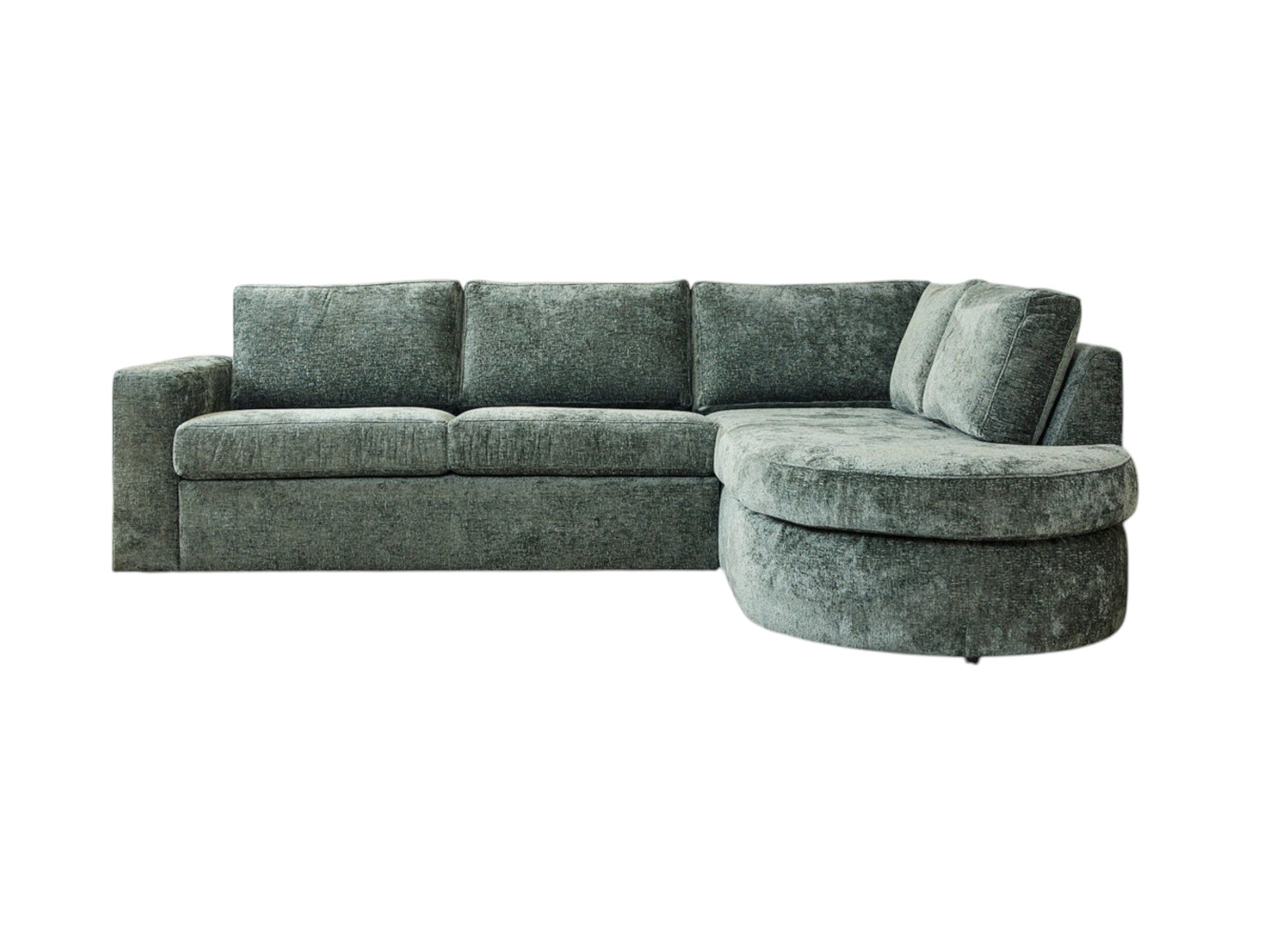 Sofa Veronika Grün 264x192x84 cm – 2,5-Sitzer Ecksofa mit abgerundetem Ottomane Rechts - von MeinLieblingsplatz