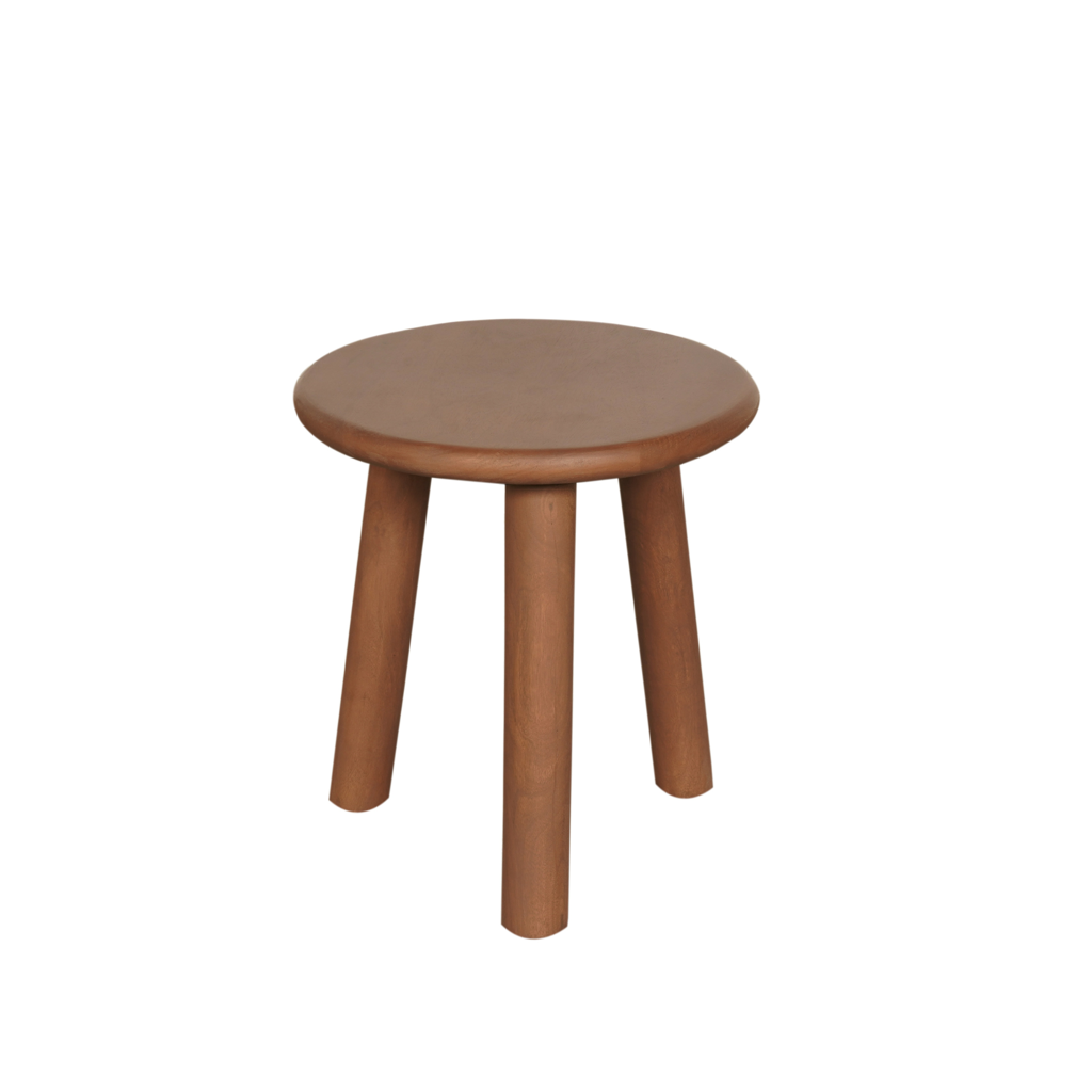 Couchtisch Enzo Walnuss – Massives Mangoholz, rundes Design mit 3 Beinen, 37x37x41 cm