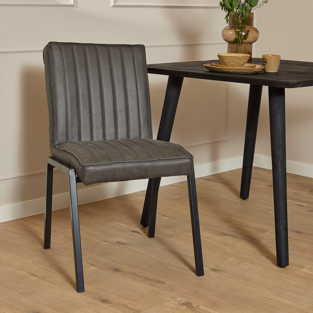 Esszimmerstuhl Molly Anthrazit 52x65x88 cm – Industrial Eco-Leder & schwarzer Rahmen