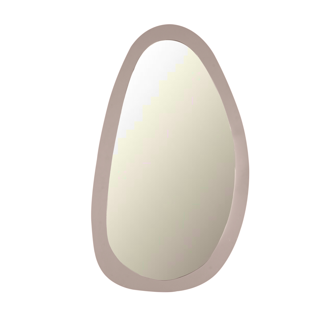 Spiegel Leli – Mangoholz mit Sand-Finish, 70 x 3 x 120 cm, organische Form für modernes Interieur