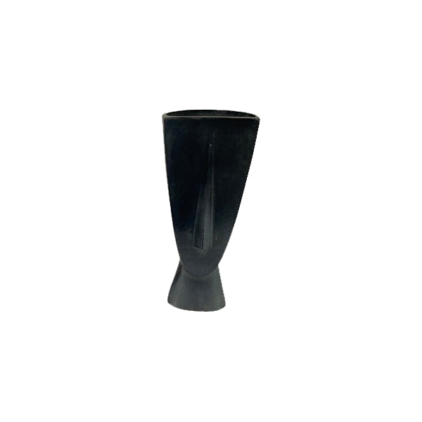 Vase Fin Schwarz Klein – Dekovase aus Aluminium mit oxidierter Oberfläche, 14 x 7 x 33 cm