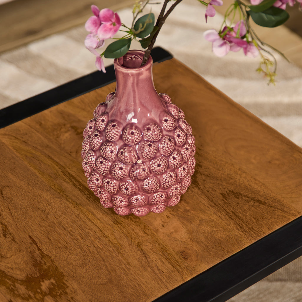 Beistelltisch Bori Natur – runder Tisch aus Mangoholz & Metall, 60×60×45 cm, klar lackiert, modern & stabil