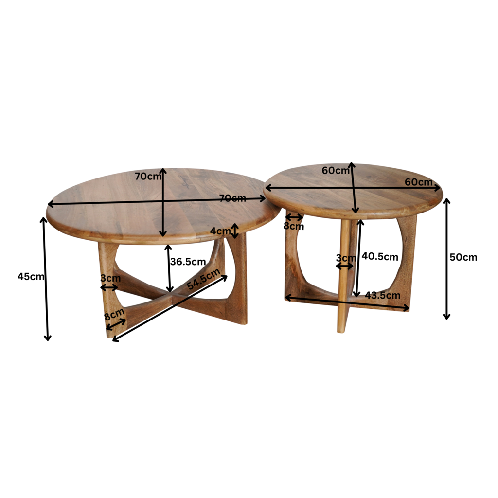 Beistelltisch Mia Natur – quadratischer Tisch aus Mangoholz, 60 x 60 x 45 cm, robust & elegant, kombinierbar mit Couchtisch Mia