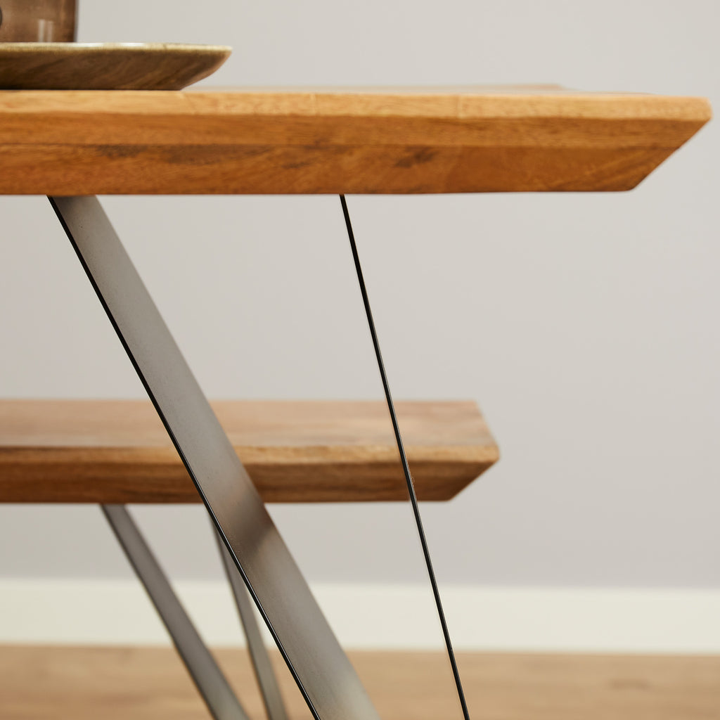 Esstisch Leno 240x100 cm – Massives Mangoholz mit schwarzen Metallbeinen, rechteckige Tischplatte