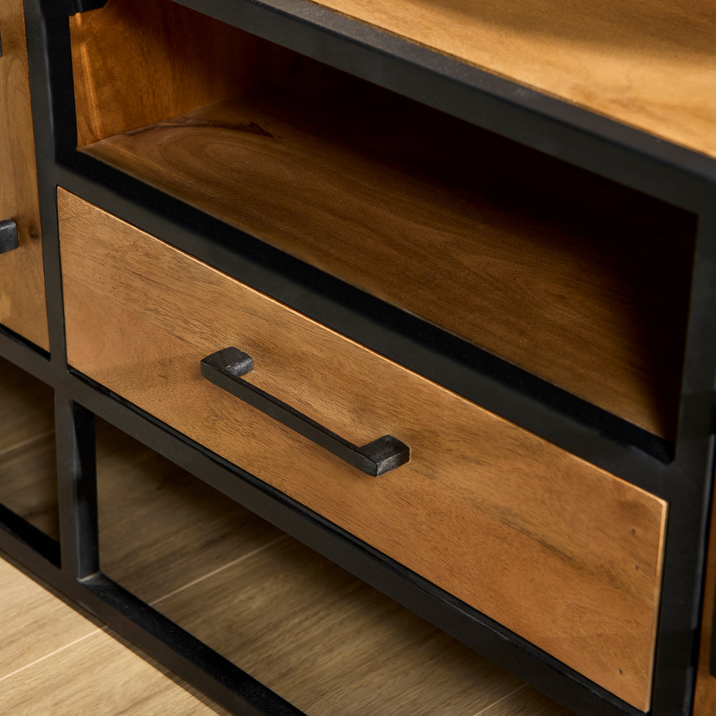 TV-Board Delta Natur – Mangoholz Lowboard mit Schublade & 2 Türen, 180×45×50 cm