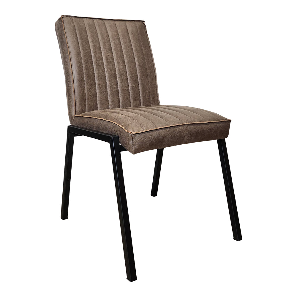 Esszimmerstuhl Molly – Bull Brown 15 Eco-Leder & schwarzes Stahlgestell, 52 x 65 x 88 cm