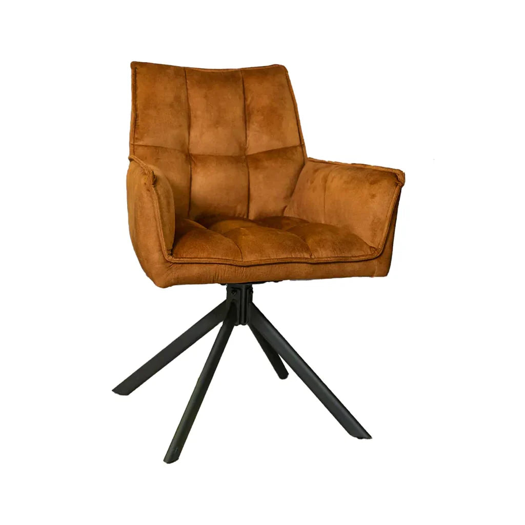 Esszimmerstuhl Daira Velvet Gold –  Drehstuhl mit Armlehnen  (2er-Set)