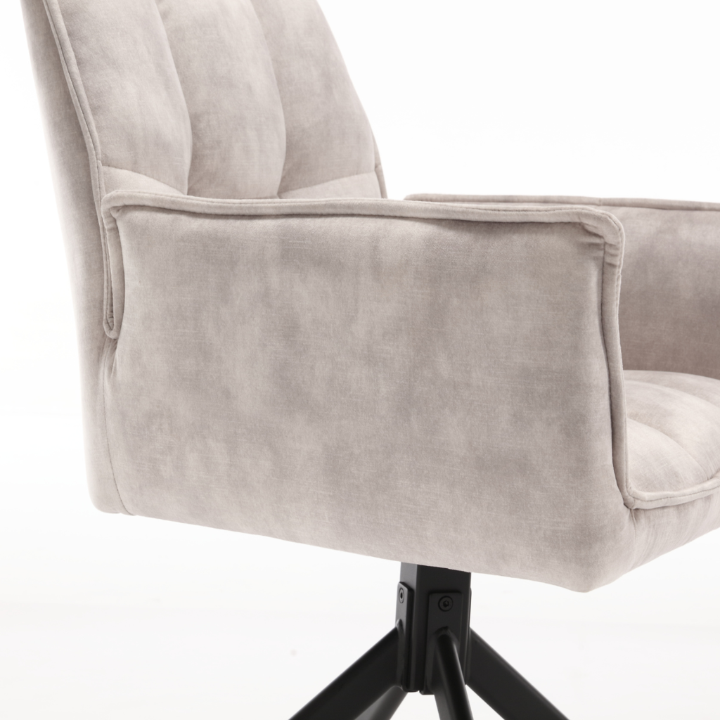 Esszimmerstuhl Daira Velvet Champagner –  Drehstuhl mit Armlehnen  (2er-Set)