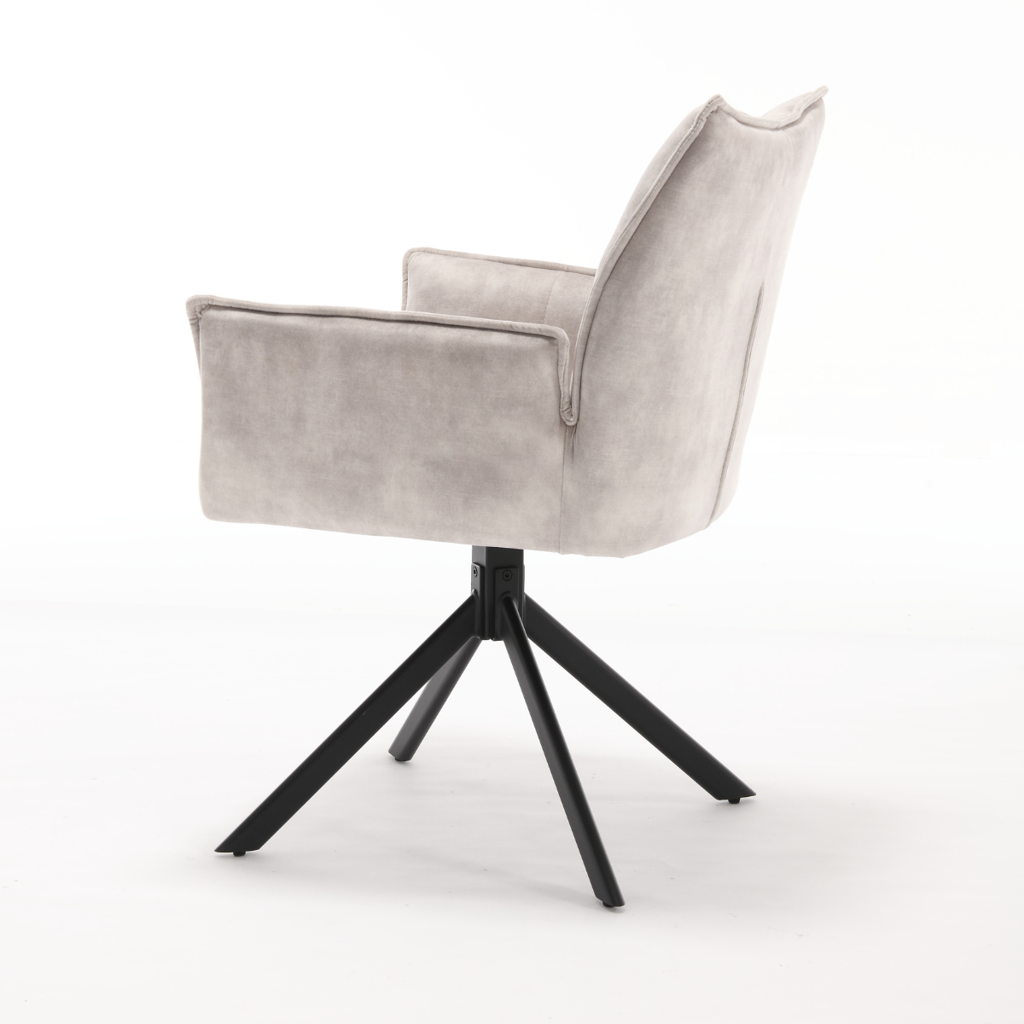 Esszimmerstuhl Daira Velvet Champagner –  Drehstuhl mit Armlehnen  (2er-Set)