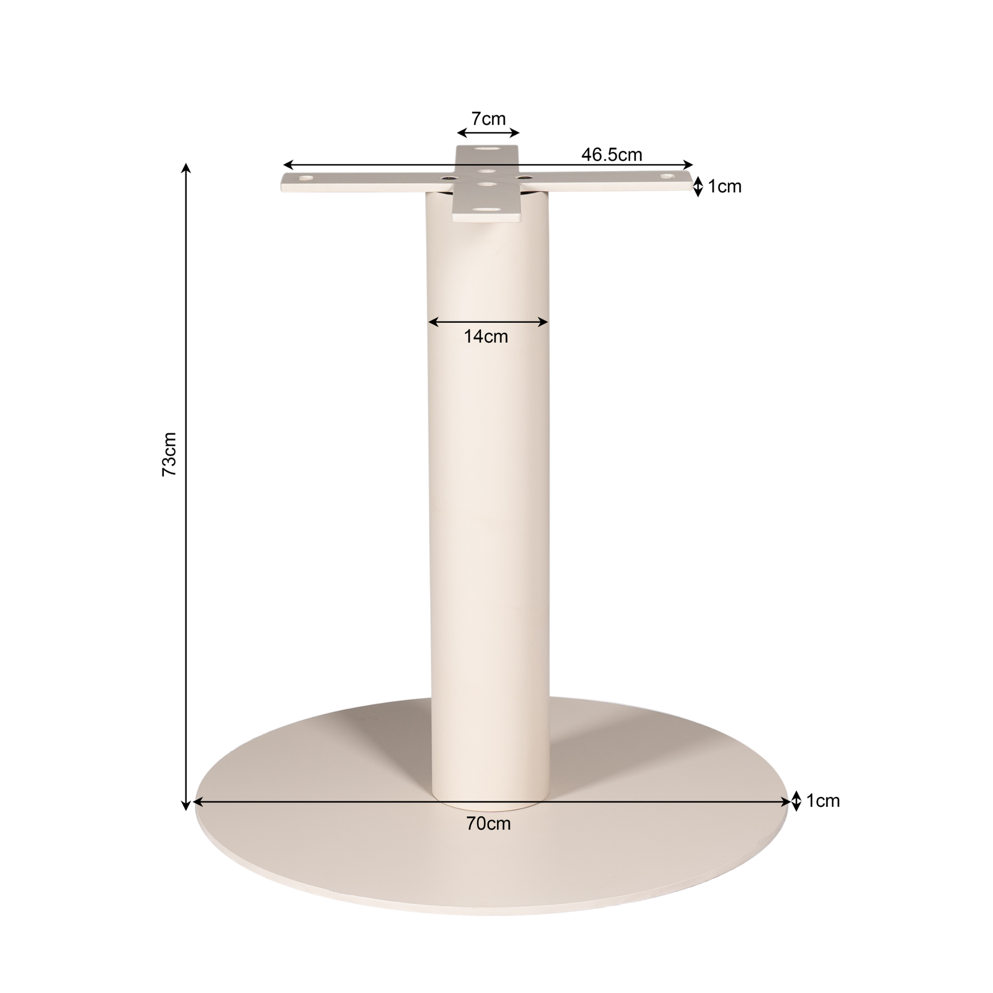 Tischbein Sand – Metallfuß für runde Tischplatten Ø110–140 cm, 70×70×73 cm