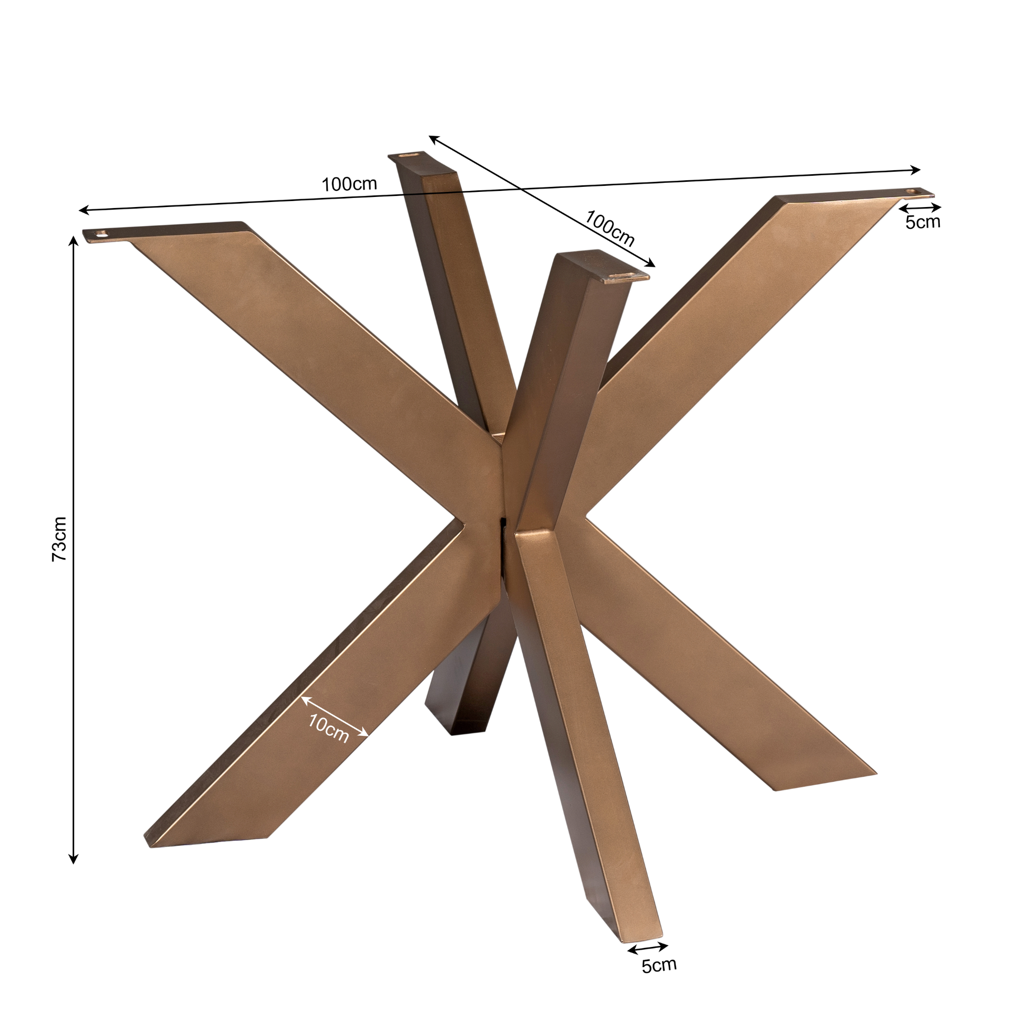 Tischbein Bronze – Metallfuß für runde Tischplatten Ø110–150 cm, 100×100×73 cm