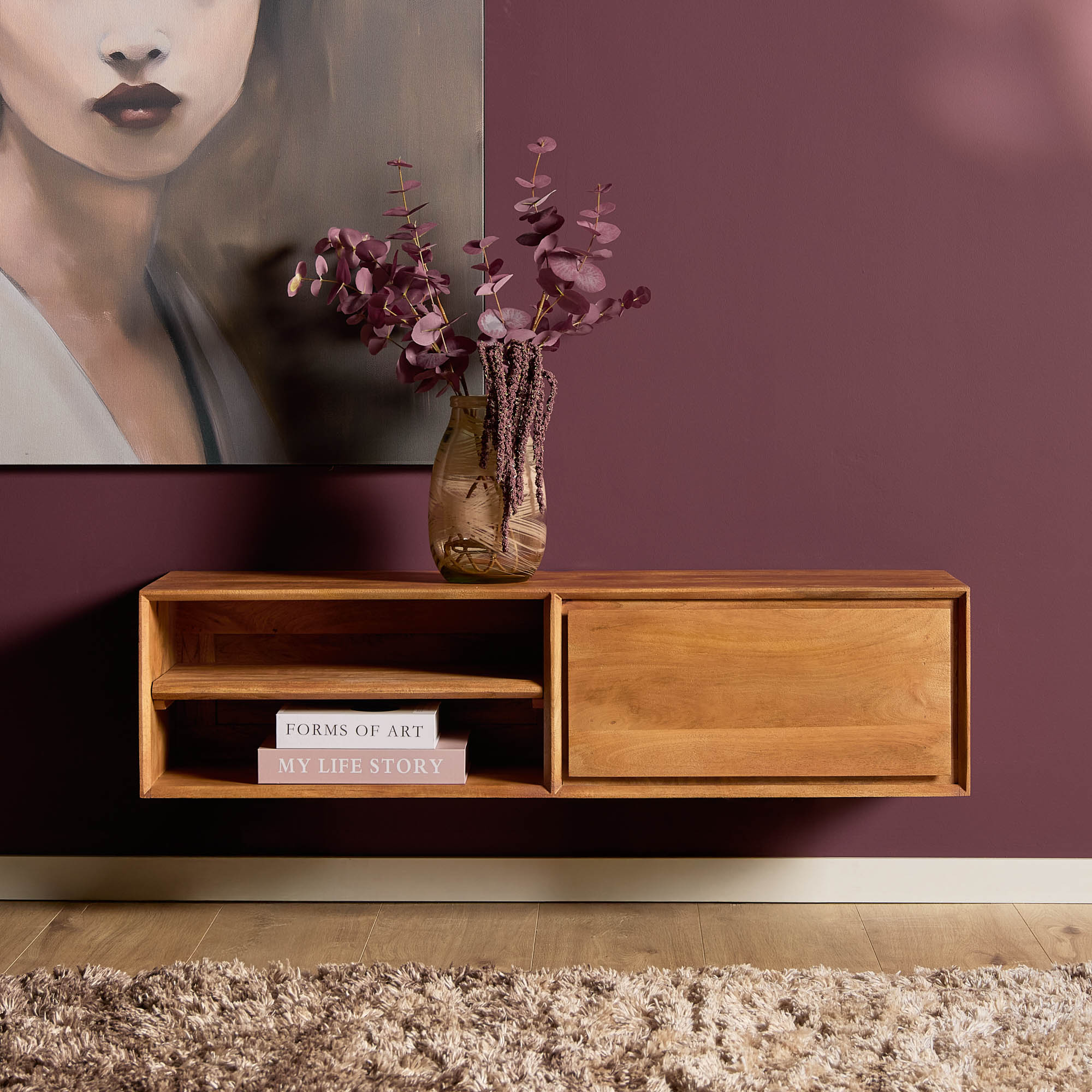 Schwebendes TV-Möbel Ambiance Natur | 120 cm