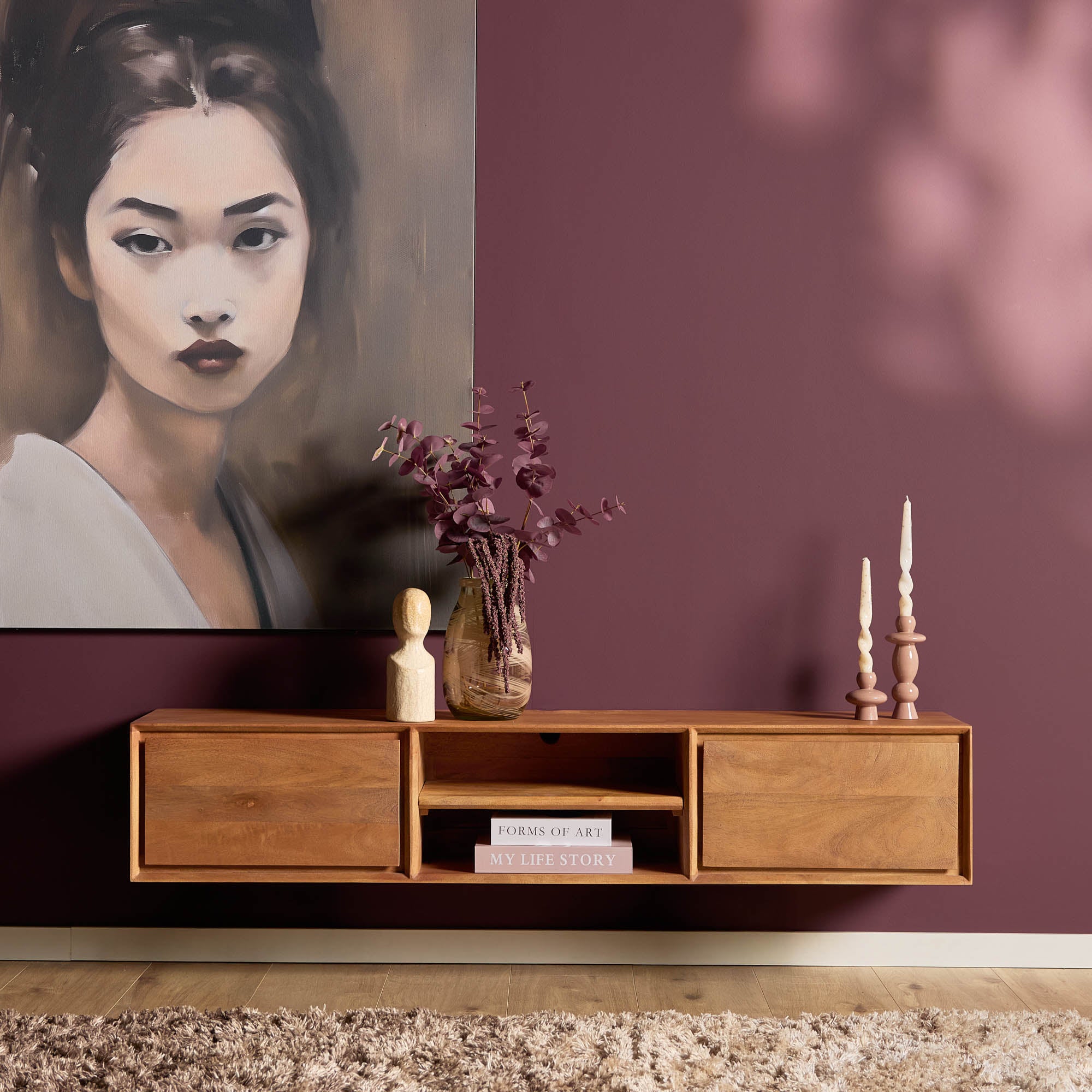 Schwebendes TV-Möbel Ambiance Natur | 160 cm