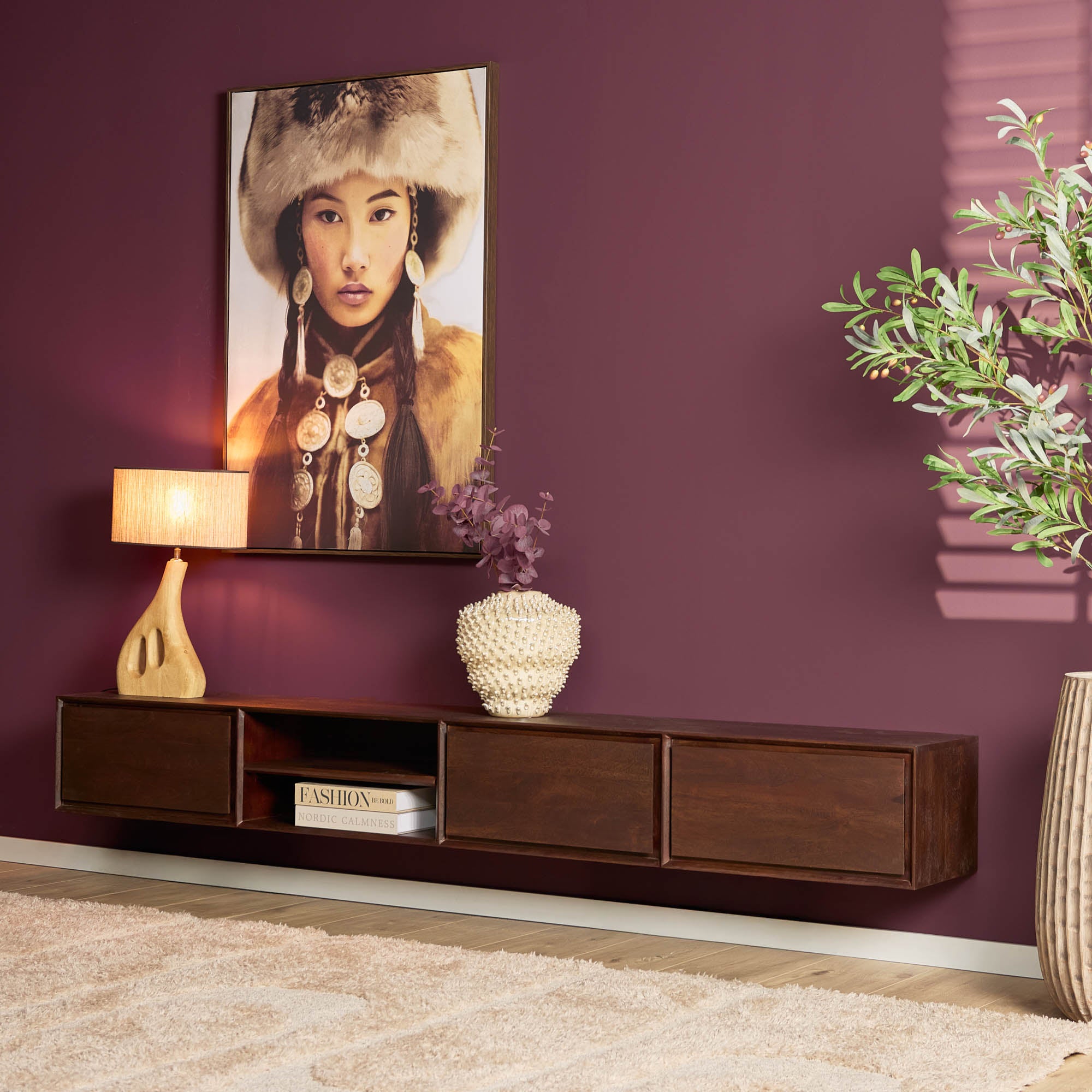 Schwebendes TV-Möbel Ambiance Braun| 240 cm