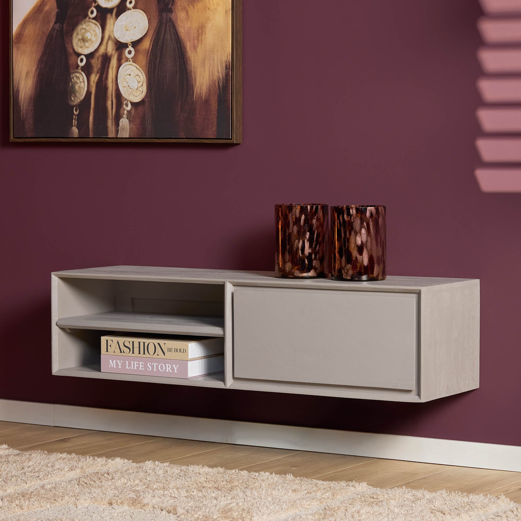 Schwebendes TV-Möbel Ambiance Taupe | 120 cm