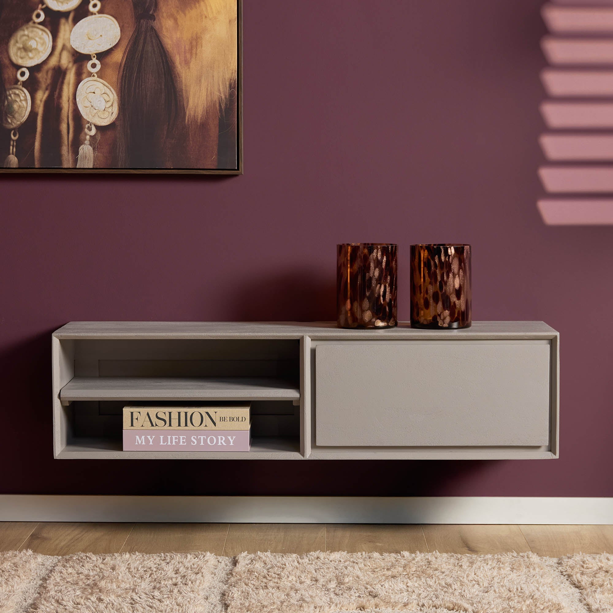 Schwebendes TV-Möbel Ambiance Taupe | 120 cm