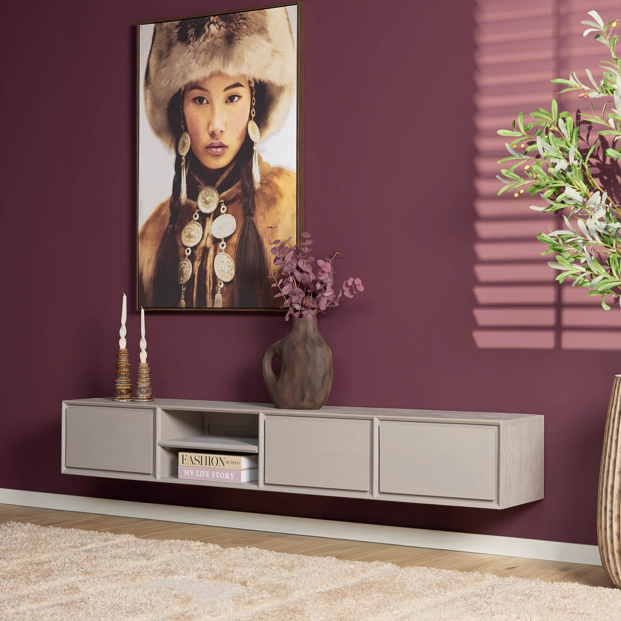 Schwebendes TV-Möbel Ambiance Taupe | 200 cm