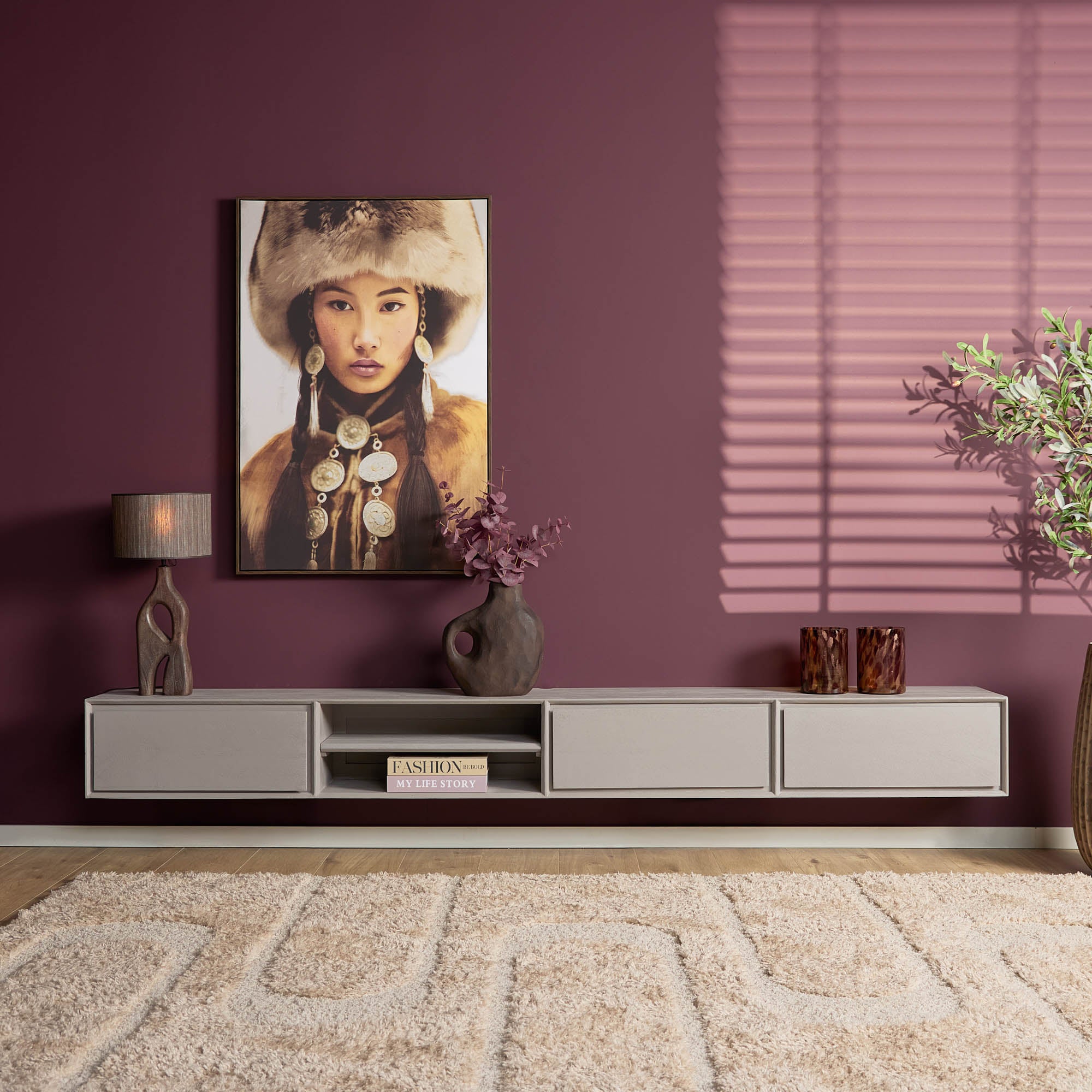 Schwebendes TV-Möbel Ambiance Taupe | 240 cm