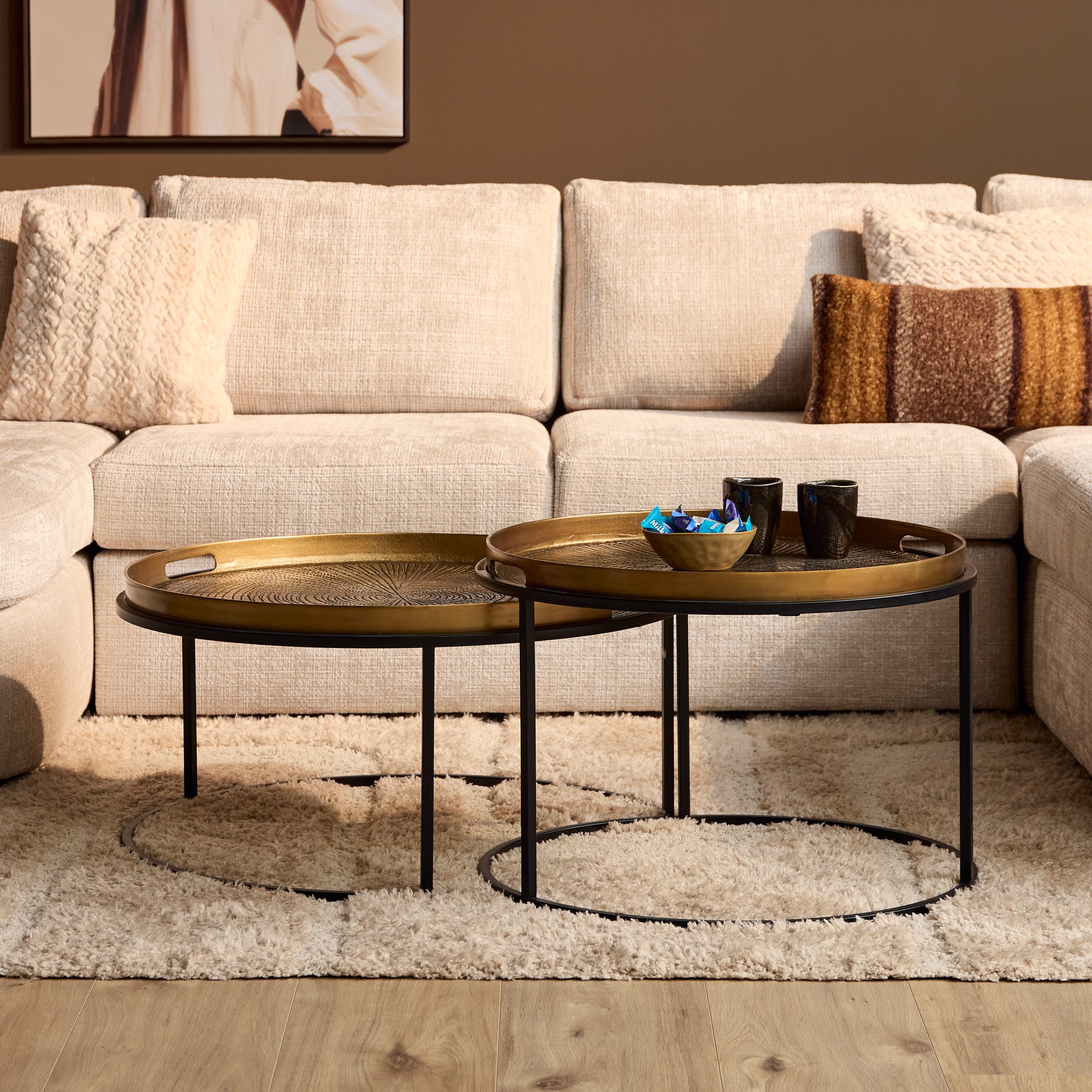 Couchtisch-Set Julie Kupfer – 2er-Set Aluminiumtische, 79 x 79 x 38 cm & 67 x 67 x 45 cm