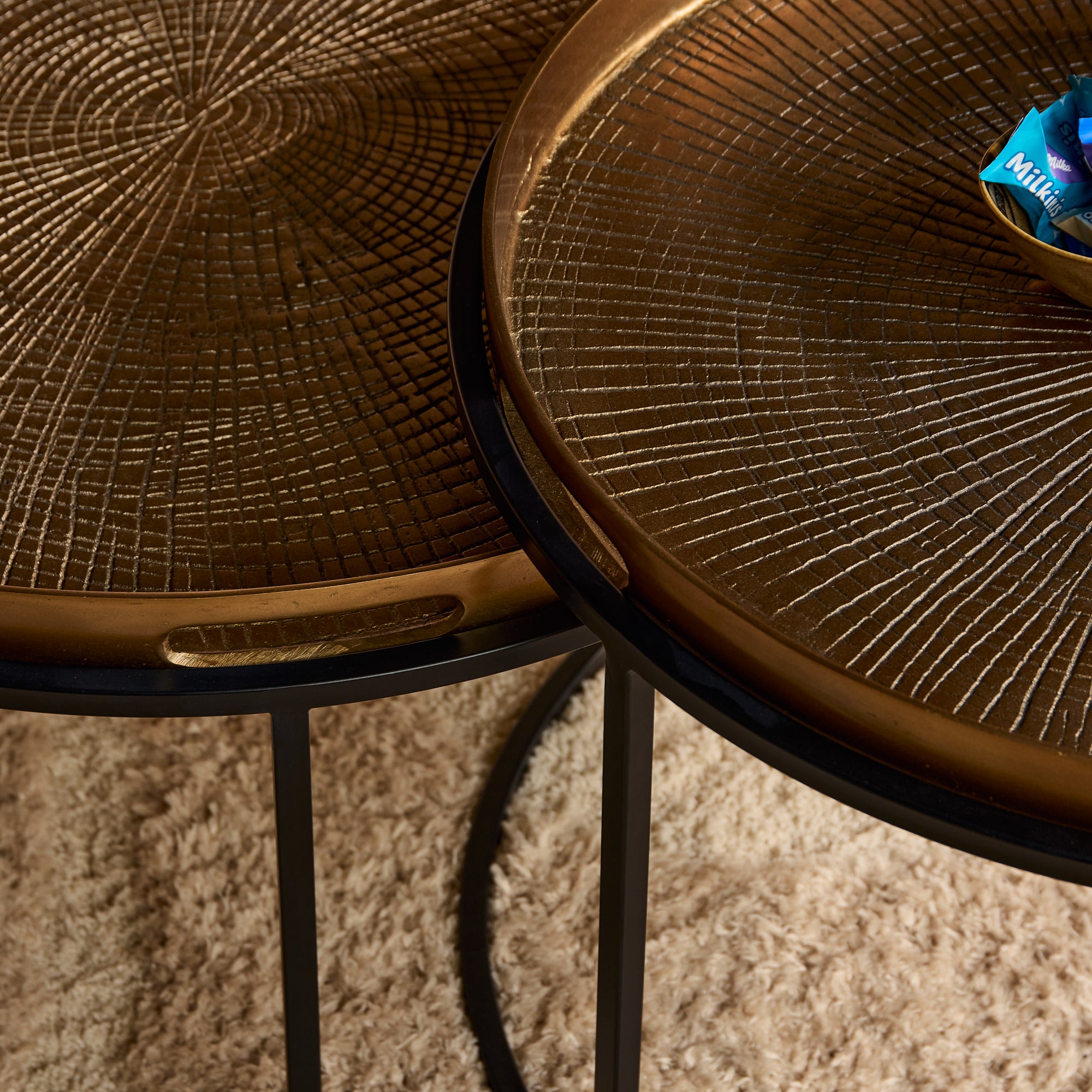 Couchtisch-Set Julie Kupfer – 2er-Set Aluminiumtische, 79 x 79 x 38 cm & 67 x 67 x 45 cm