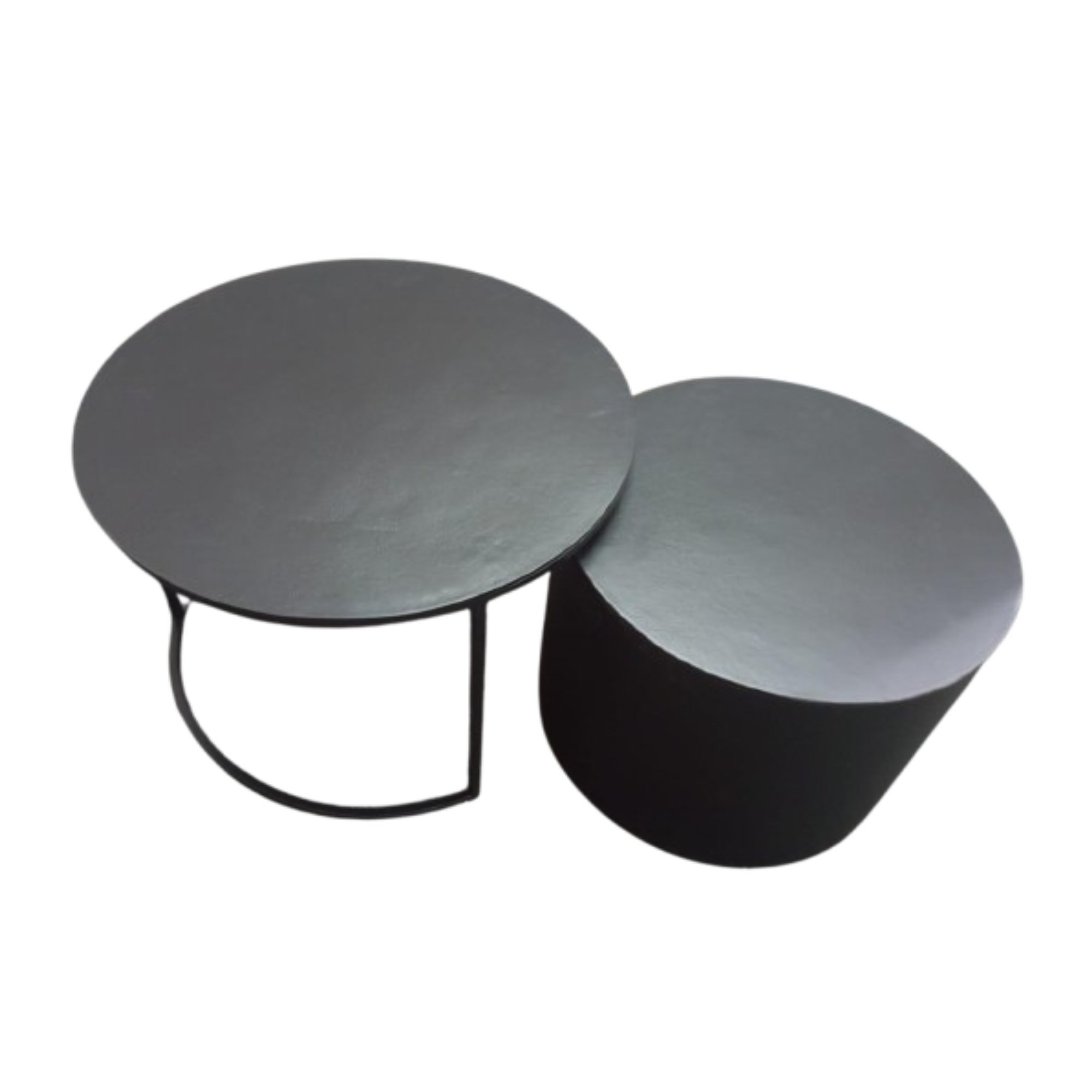 Couchtisch-Set Aurora Schwarz – 2 runde Tische aus Aluminium, modernes Design, 75 x 75 x 45 cm & 60 x 60 x 40 cm