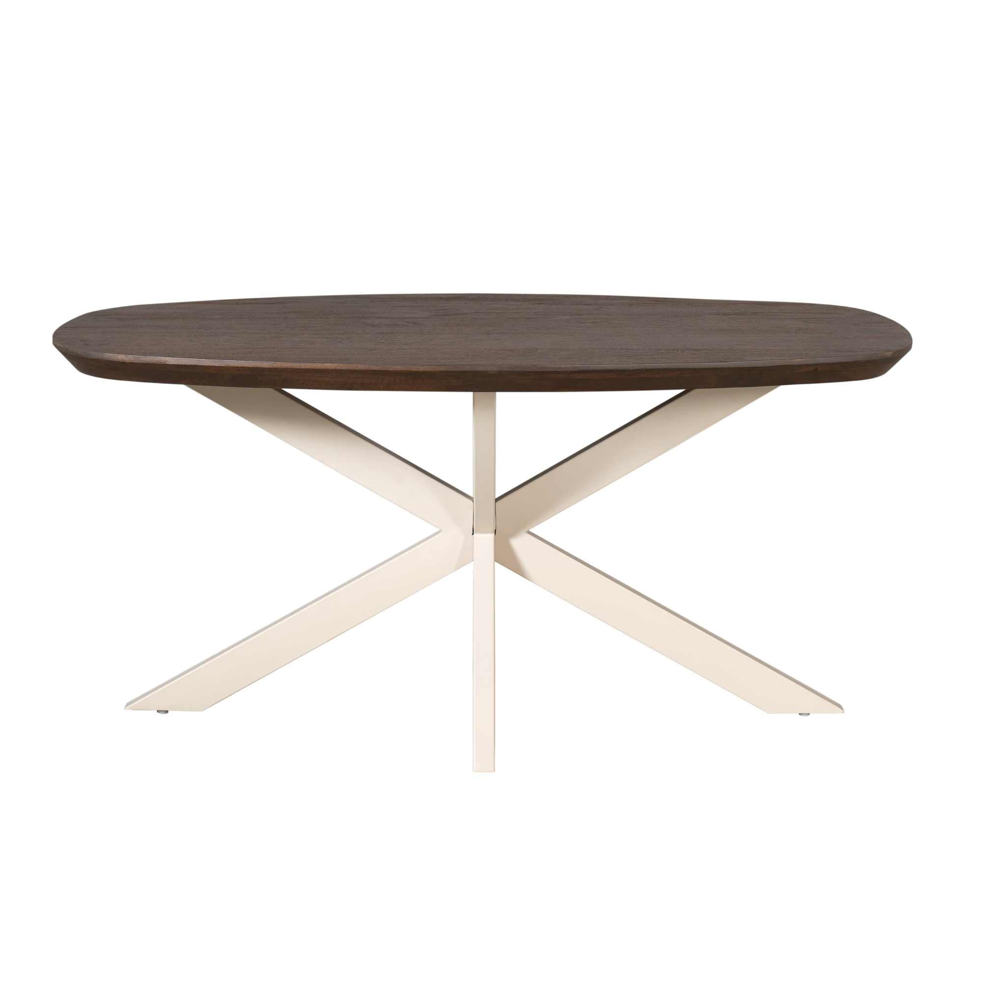 Esstisch Mandy Braun–Massivholz Mango Oval mit Sandfinish, 160x90cm