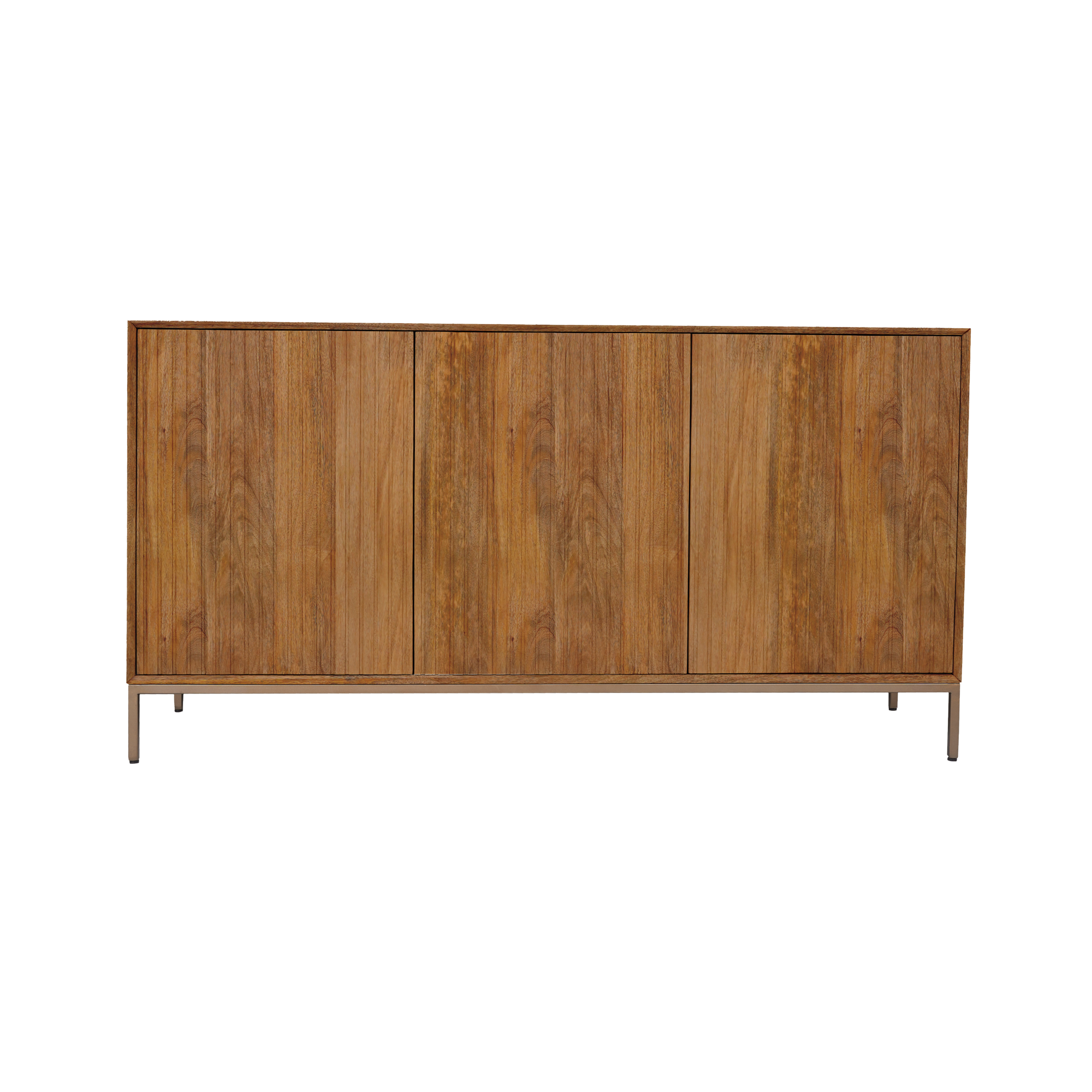 TV-Board Mandy 165x45x55 cm – Lowboard aus Mangoholz Natur mit 4 Türen & Push-to-Open-System