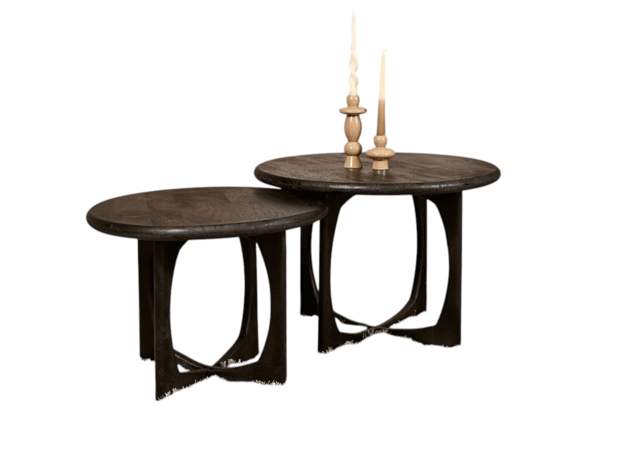 Couchtisch Milou Schwarz – Mangoholz mit schwarzer Oberfläche, 70 x 70 x 50 cm